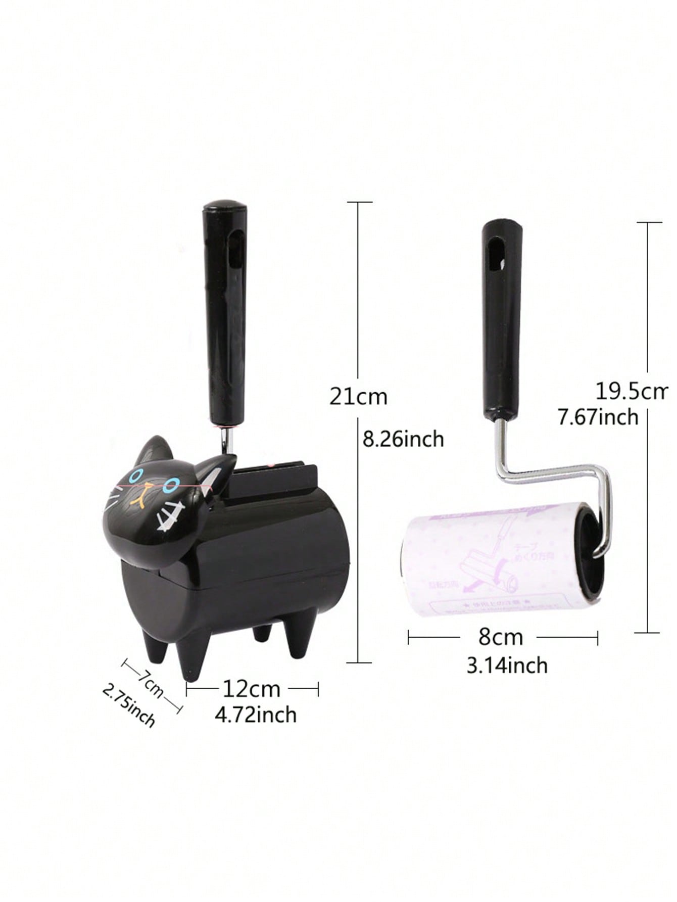 1pc Cartoon Cat Design Pet Hair Remover Roller With 1pc Replacement Head For Cat And Dog For Grooming