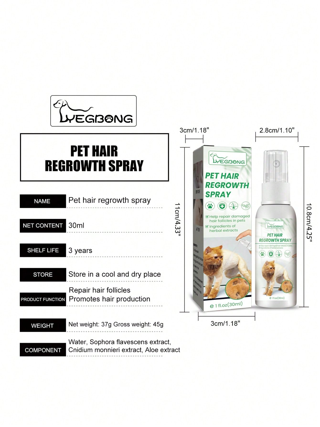1pc Plastic Pet Hair Regrowth Spray For Dog And Cat For Health Care