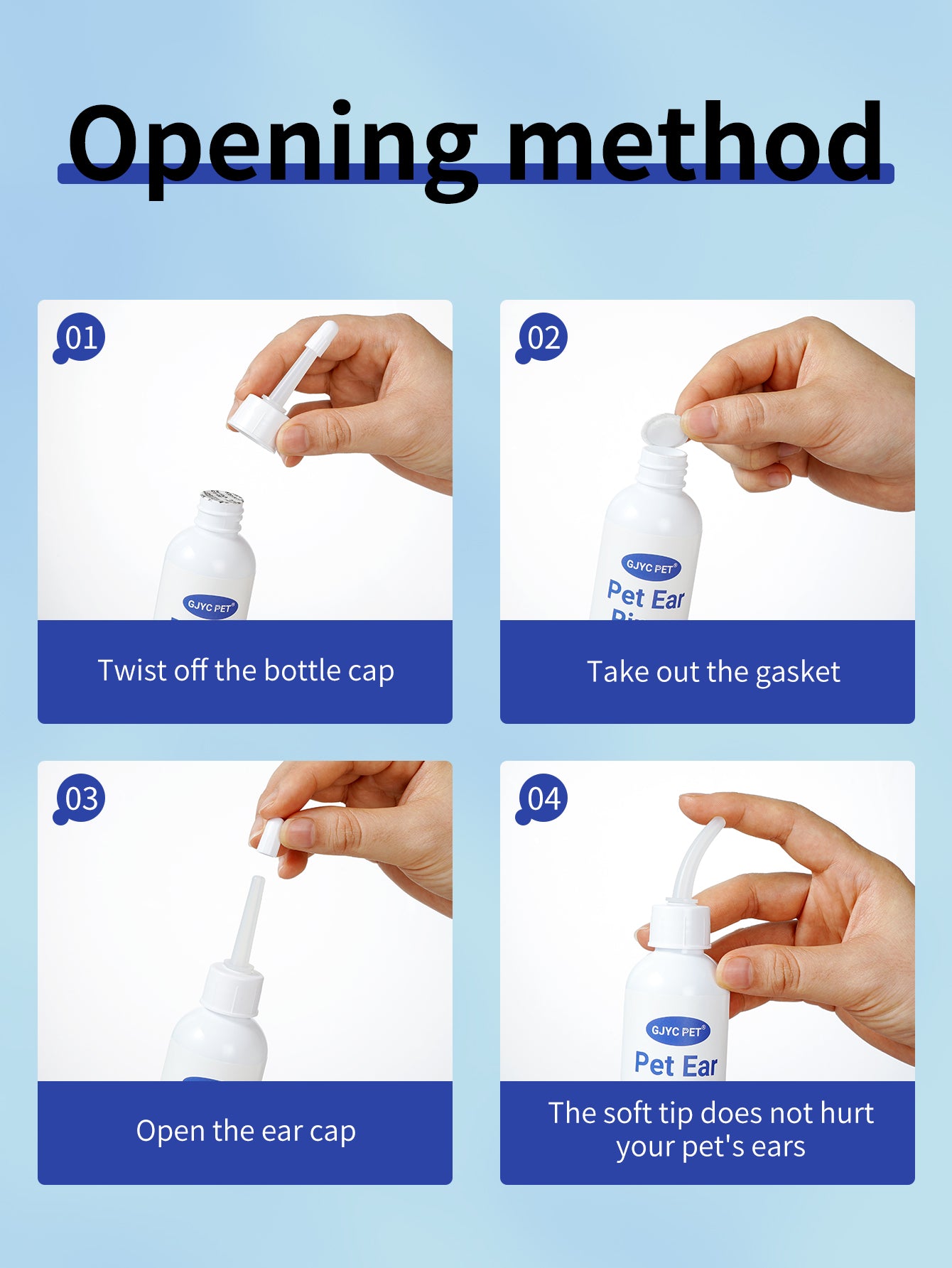 1 Bottle 4oz Pet Ear Drops, Gentle & Soothing, For Cleaning Ear Canal
