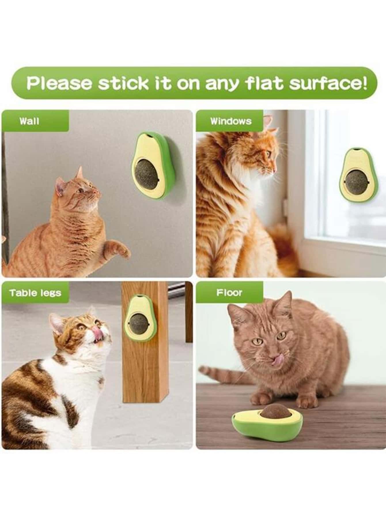 Interactive Cat Toy Avocado-shaped Catnip Ball Wood Polygonum Galls / Mint 360 Degree Rotating Cleaning Teeth Chewing Toys