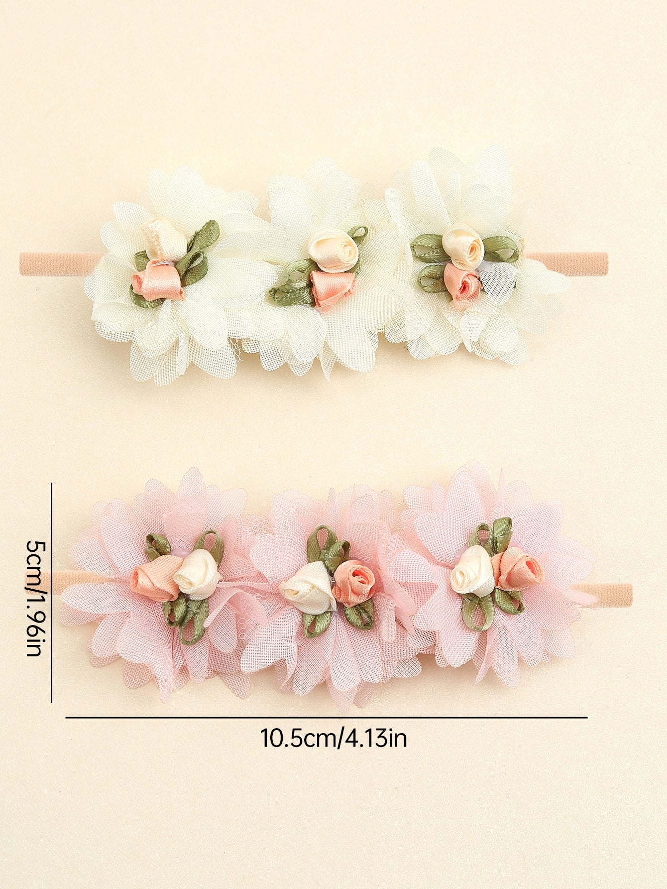 2pcs Baby Girls Flower Decor Fabric Elegant Hair Band For Party