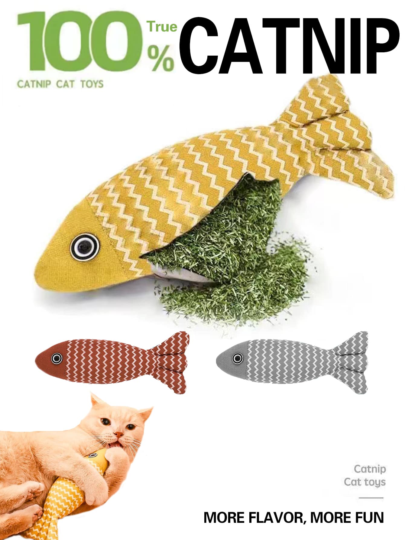 Includes Catnip Simulated Cloth Fish Interactive Cat Toy