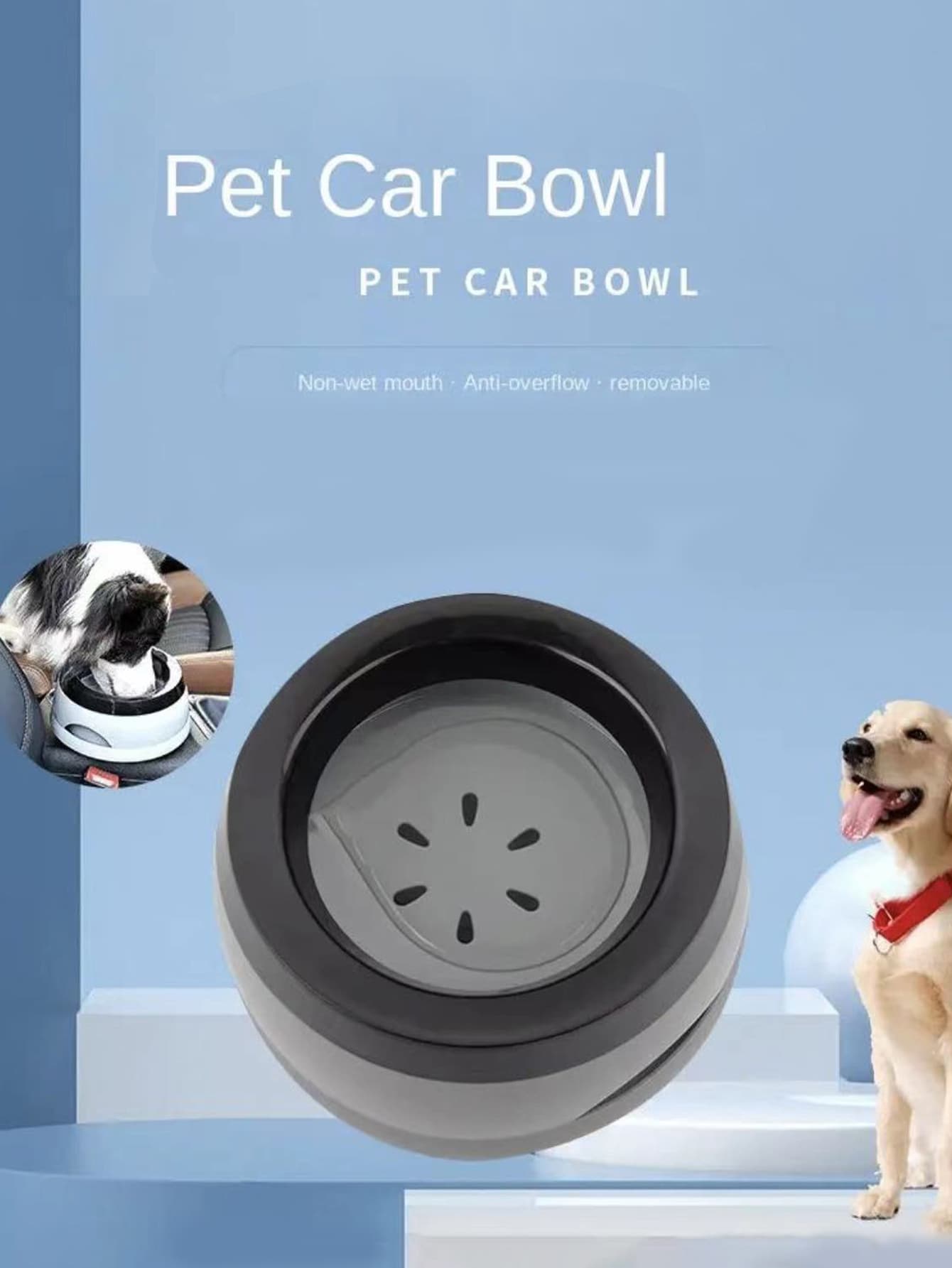 Dog water outlet dish for car