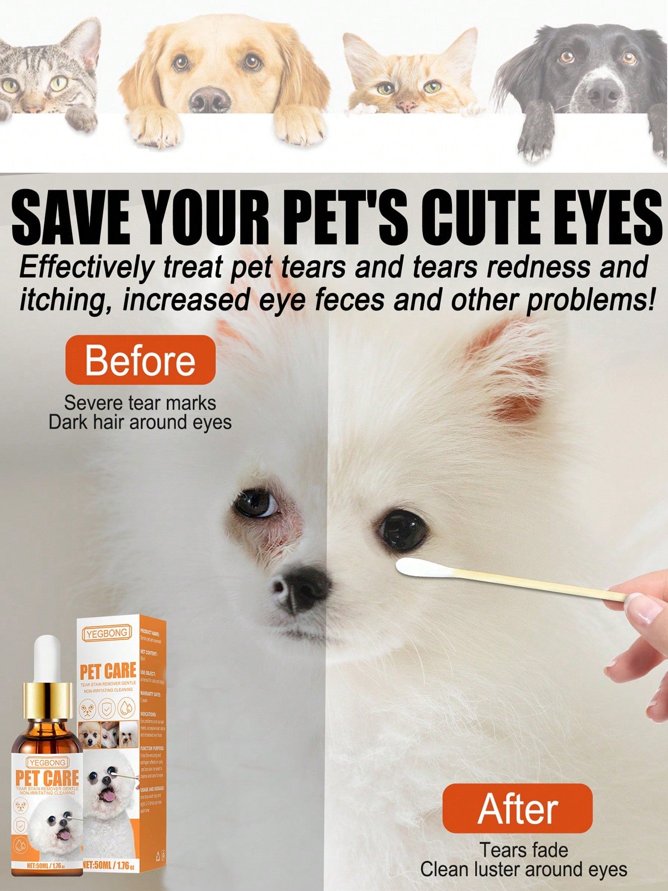 1pc Pet Eye Drops For Tear Stain Removal And Cleaning Suitable For Both Dogs And Cats