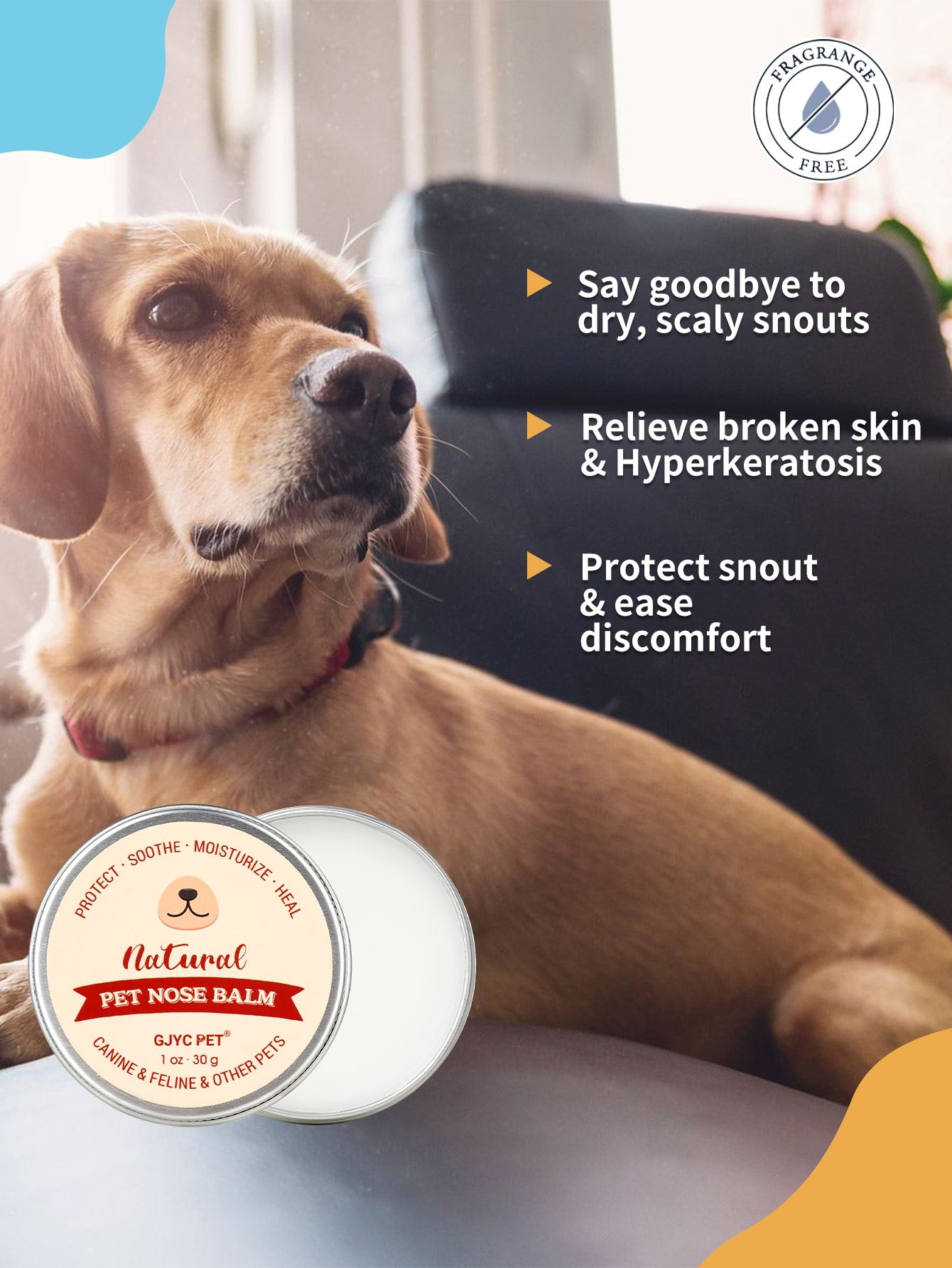 Pet Nose Moisturizing Balm 1 Oz: Prevents Dry Noses In Dogs And Cats (including French Bulldogs), Repairs Dryness And Cracks, Deeply Moisturizes, Can Be Licked Safely
