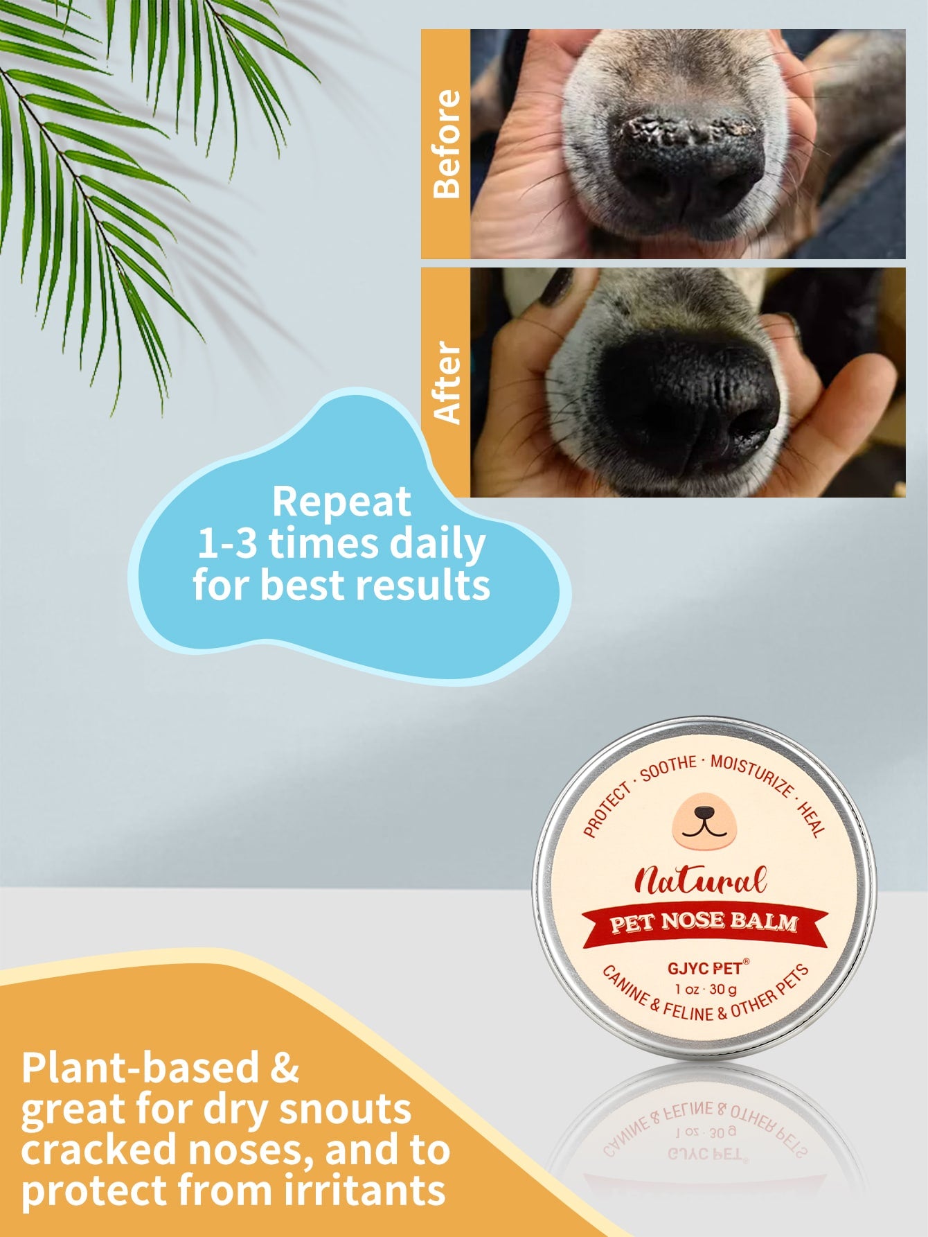 Pet Nose Moisturizing Balm 1 Oz: Prevents Dry Noses In Dogs And Cats (including French Bulldogs), Repairs Dryness And Cracks, Deeply Moisturizes, Can Be Licked Safely