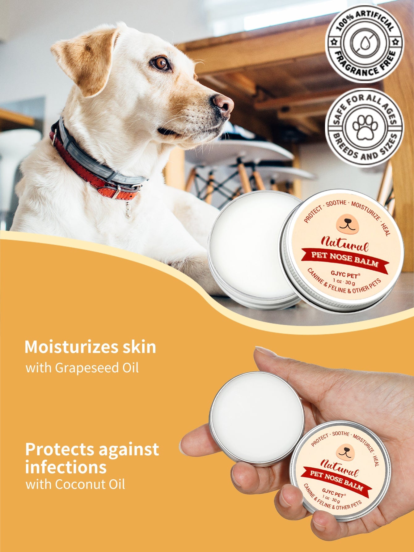Pet Nose Moisturizing Balm 1 Oz: Prevents Dry Noses In Dogs And Cats (including French Bulldogs), Repairs Dryness And Cracks, Deeply Moisturizes, Can Be Licked Safely