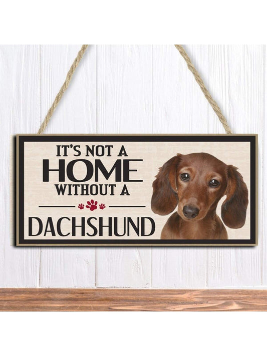 1pc Wooden Plaque With Pet Dog Design For Pet Lovers Home Wall Decoration