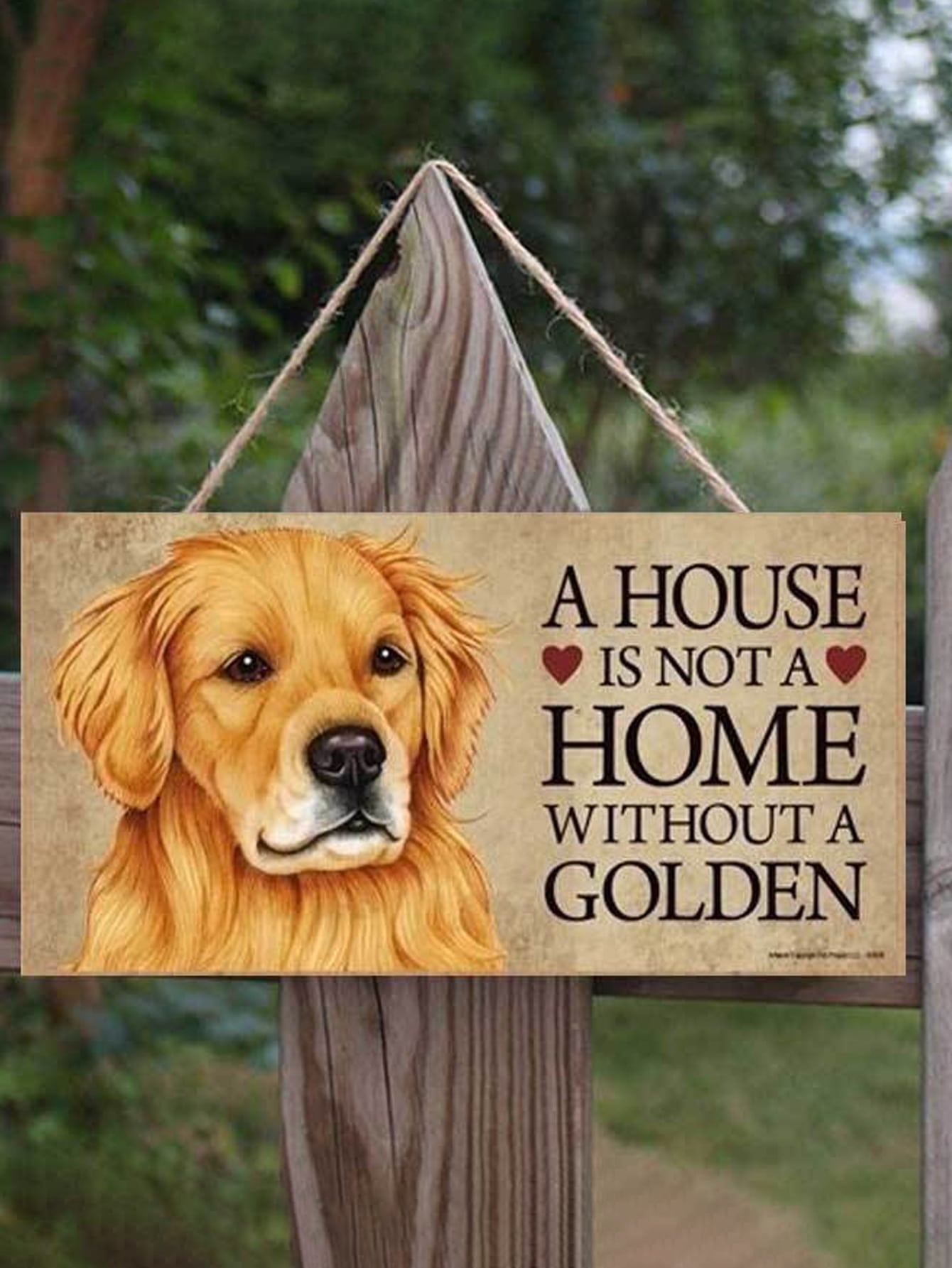 1pc Pet House Sign Plate With Golden Retriever Design And Decorative Slogan, European And American Style Wooden Plate