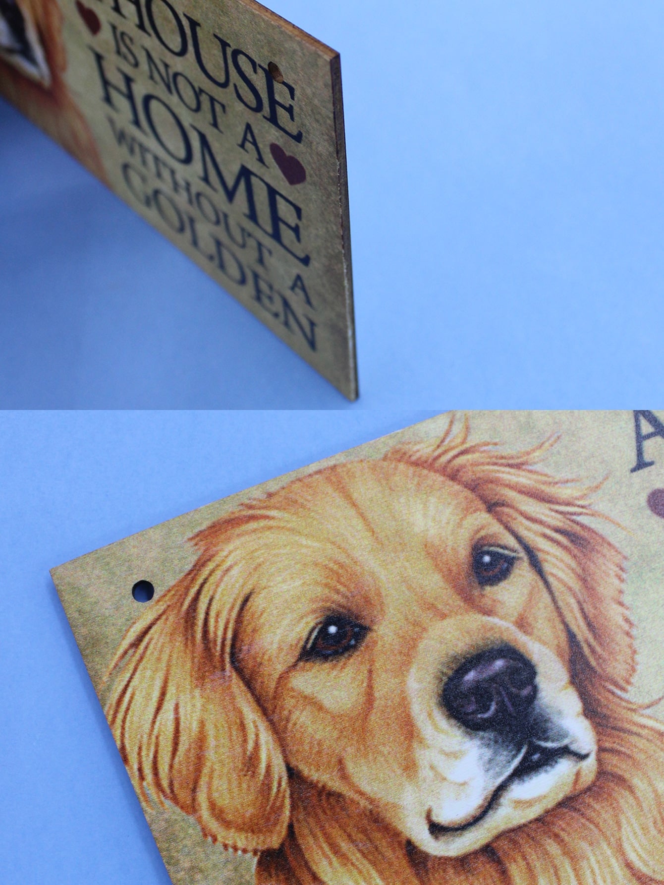 1pc Pet House Sign Plate With Golden Retriever Design And Decorative Slogan, European And American Style Wooden Plate