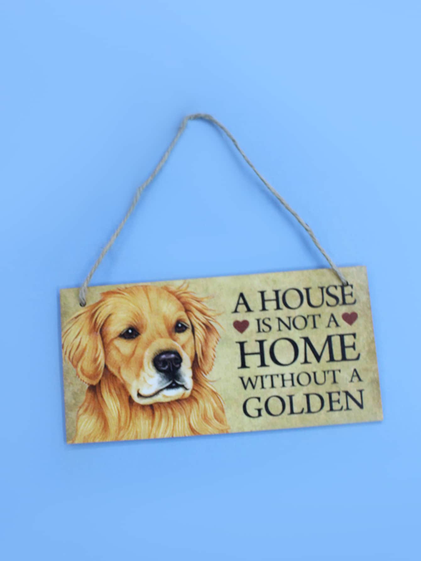 1pc Pet House Sign Plate With Golden Retriever Design And Decorative Slogan, European And American Style Wooden Plate
