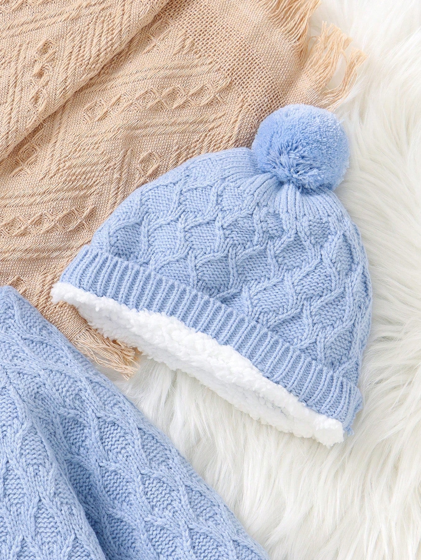 Baby Girl Button Through Thermal Knit Jumpsuit With Hat
