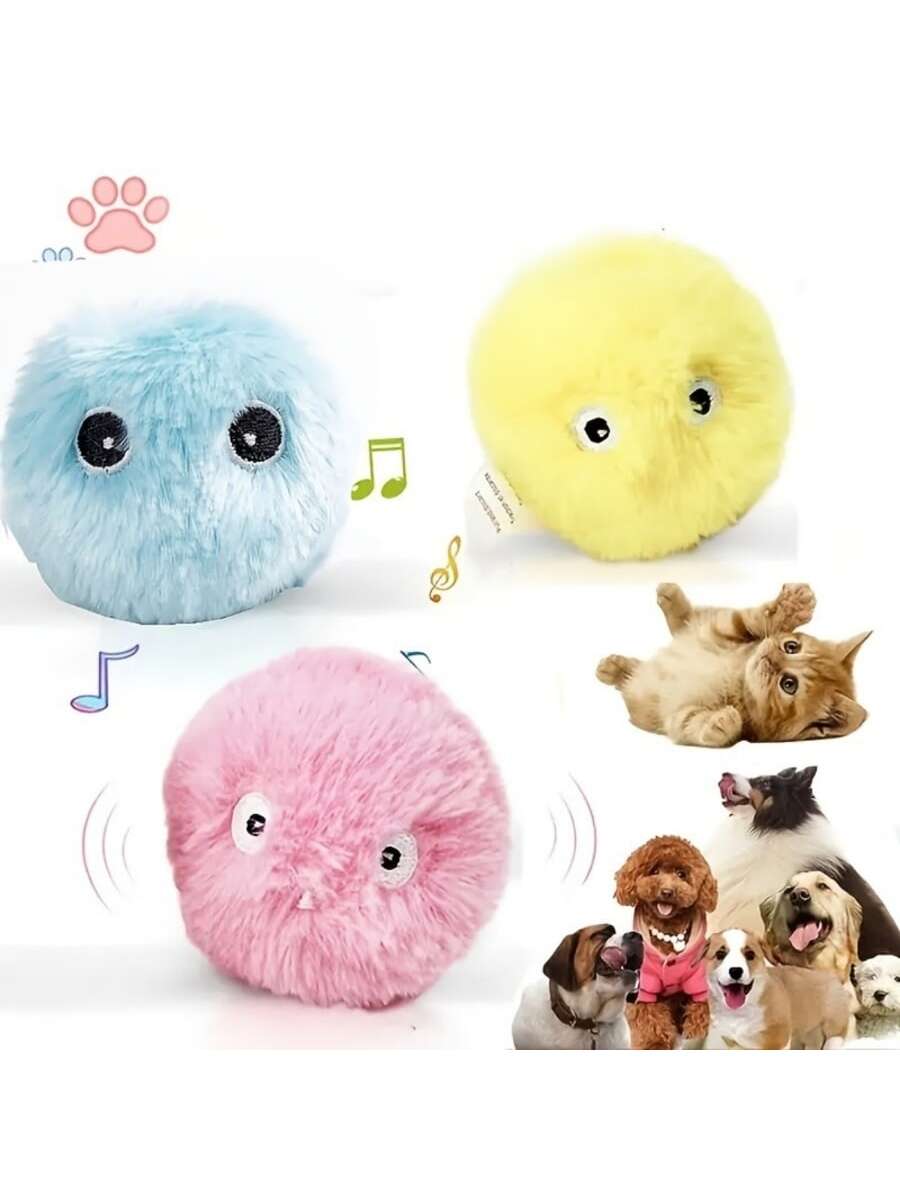 Cat Plush Toy Interactive Ball With Catnip, Cat Training Toy, Pet Squeaky Sound Toy Ball