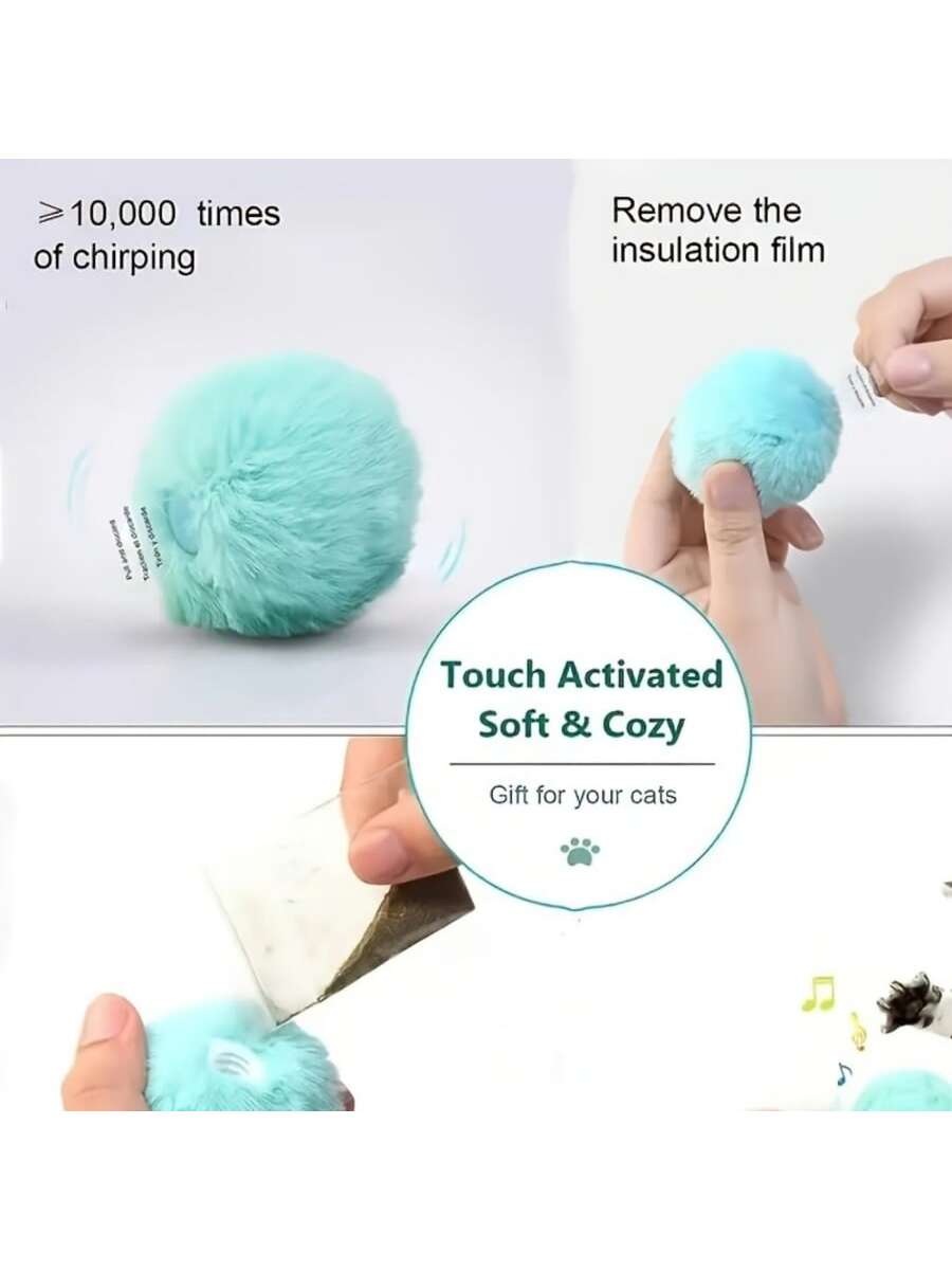 Cat Plush Toy Interactive Ball With Catnip, Cat Training Toy, Pet Squeaky Sound Toy Ball