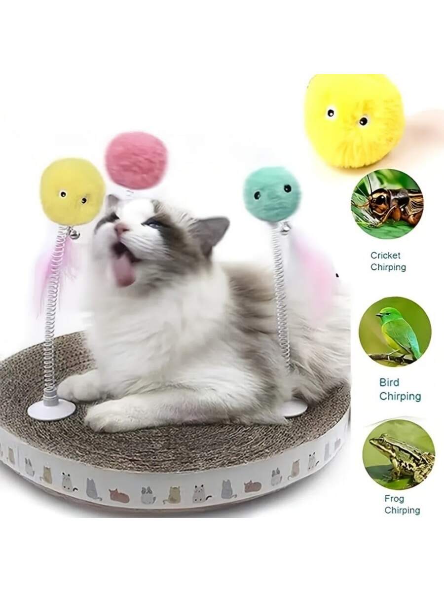 Cat Plush Toy Interactive Ball With Catnip, Cat Training Toy, Pet Squeaky Sound Toy Ball
