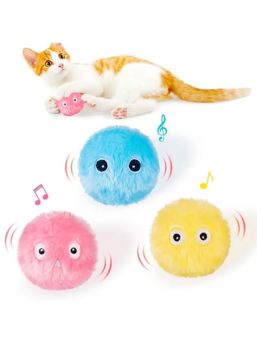 Cat Plush Toy Interactive Ball With Catnip, Cat Training Toy, Pet Squeaky Sound Toy Ball