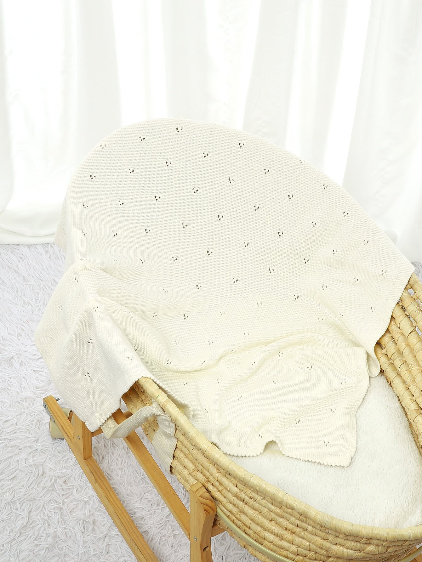 1pc Simple Pink Multi-functional Knitted Baby Blanket For All Seasons