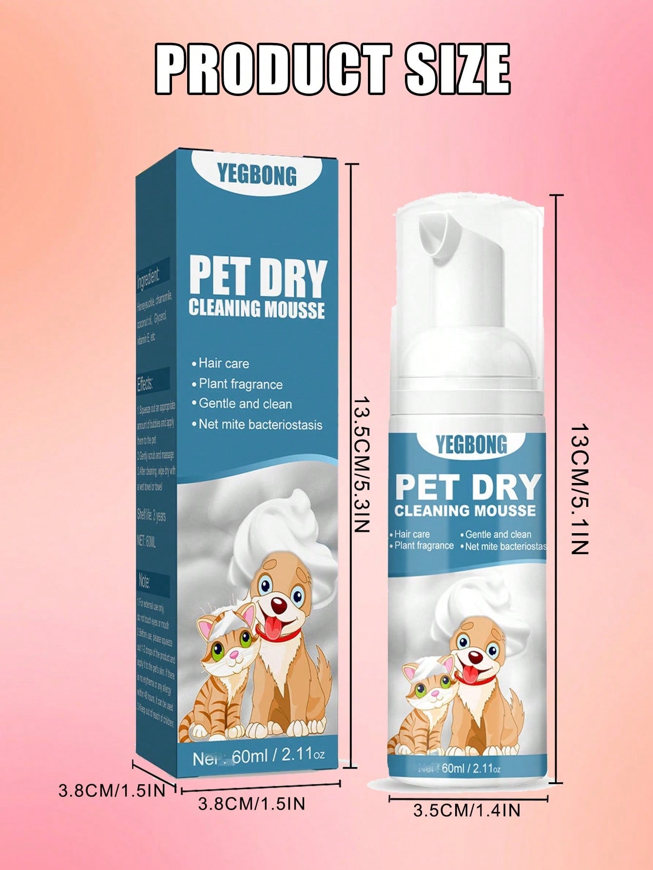 1pc Pet Dry Shampoo Bubble Bath For Cats And Dogs Instant Waterless Deodorant