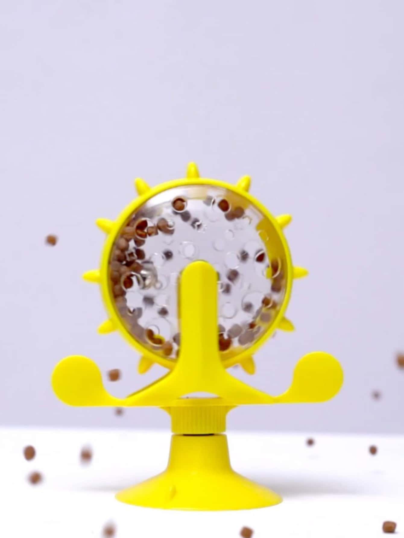 1pc Cat Toy Slow Feeder Interactive Rotating Disc With Bell And Windmill