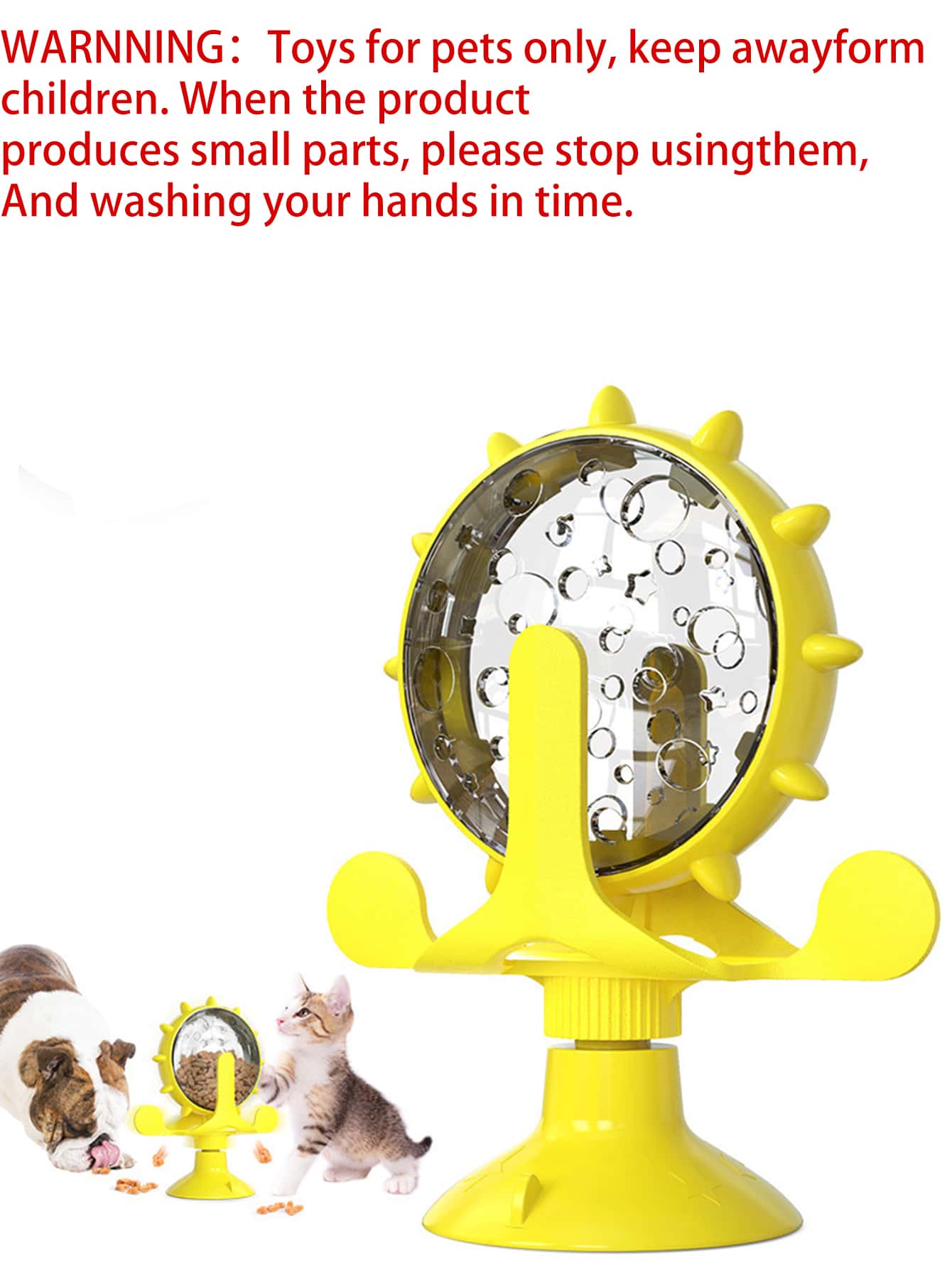 1pc Cat Toy Slow Feeder Interactive Rotating Disc With Bell And Windmill
