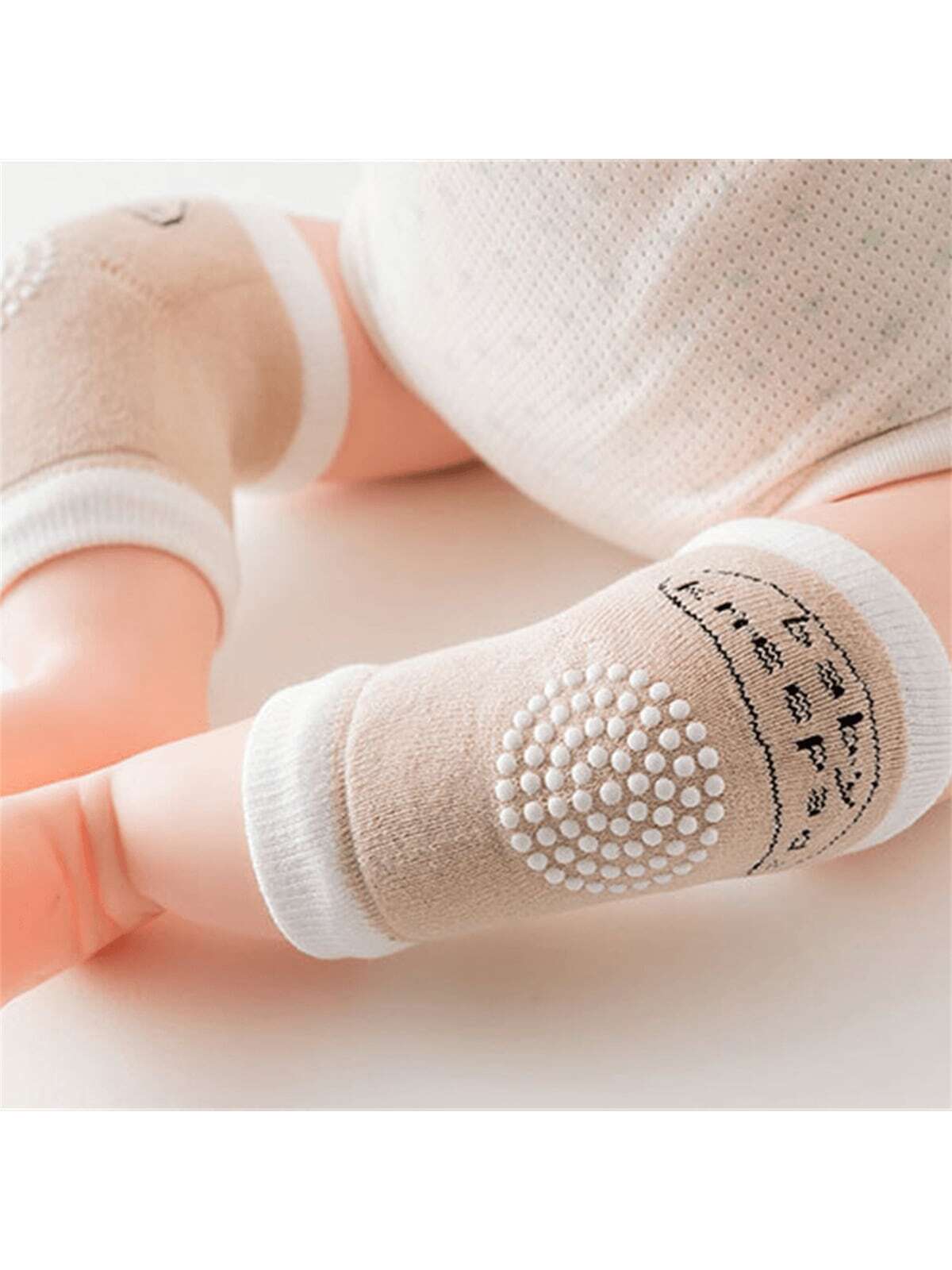 1pair Kids' Knee Pads With Glue Dots & Anti-slip Design And Breathable Elbow Pad For Infant's Crawling twins