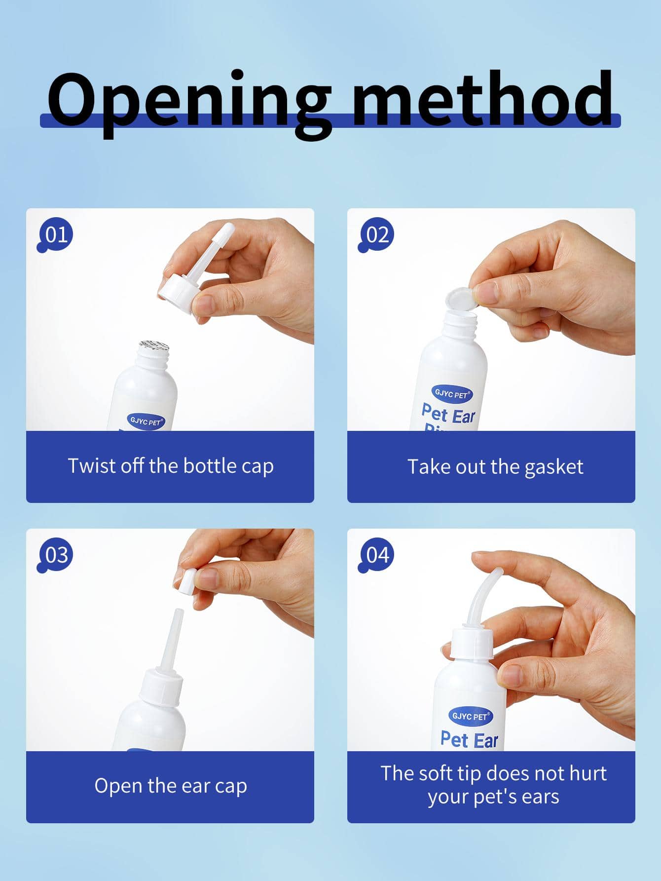 1 Bottle 4oz Pet Ear Drops, Gentle & Soothing, For Cleaning Ear Canal
