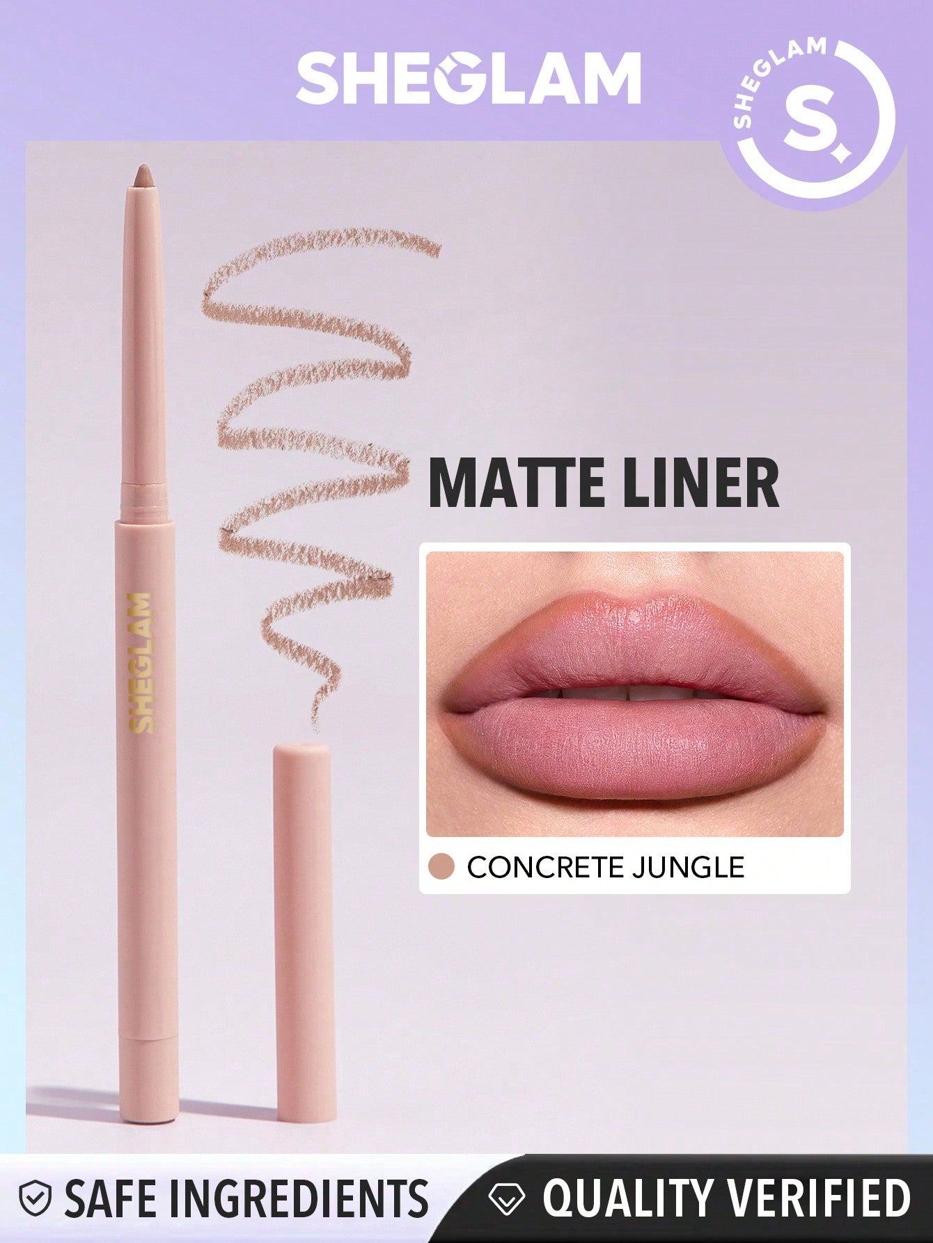 SHEGLAM So Lippy Lip Liner-Concrete Jungle Creamy Matte Lip Liner Pencil High Pigment Not Easy to Fade Silky Smooth Matte Contour Tint Lip Makeup