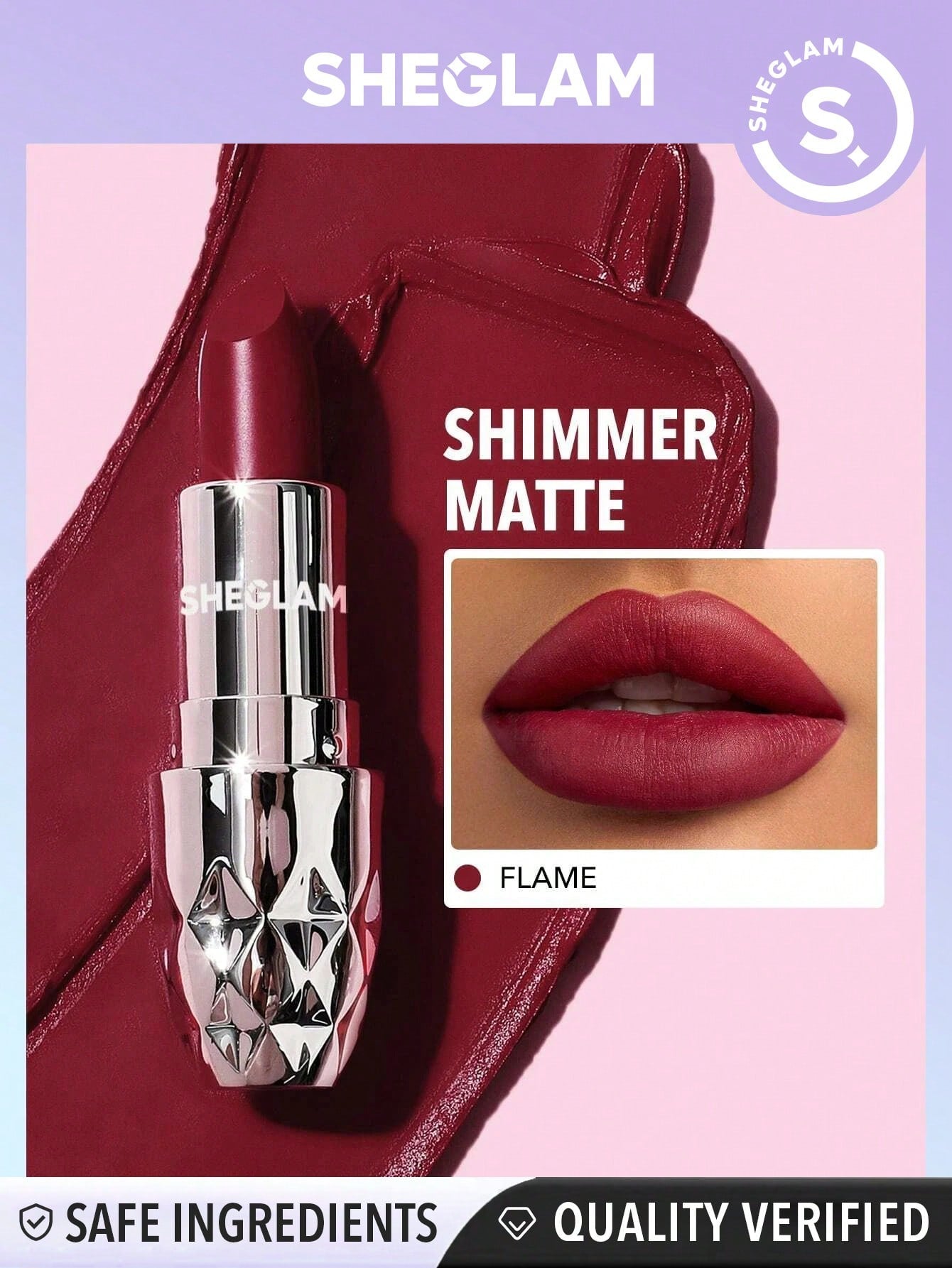 SHEGLAM Starlight Velvet Lipstick-Bold Berry 10 Colors Shimmer Matte Long Lasting Lipstick Nourishing Silky Smooth Lipstick