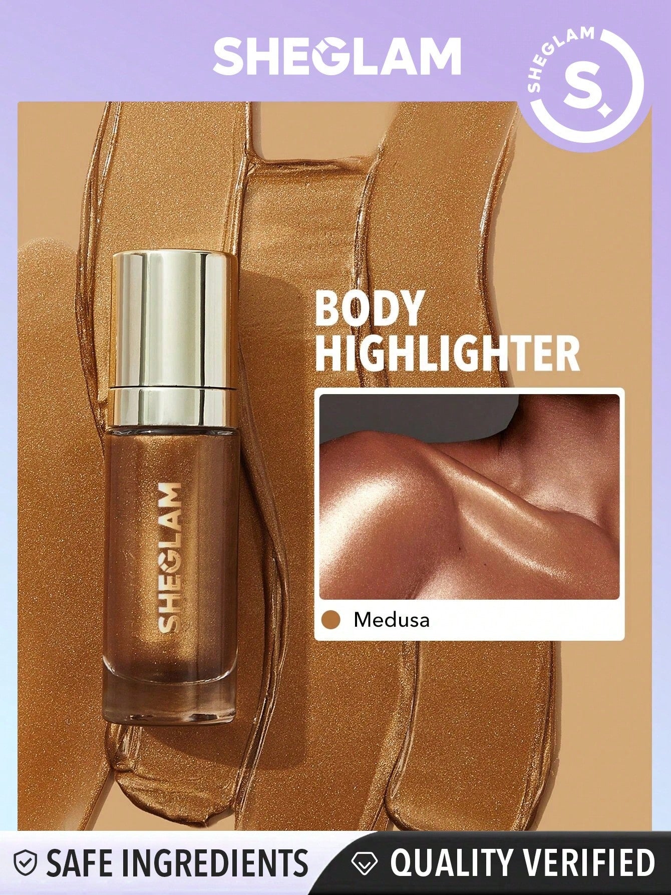 SHEGLAM Sunkissed Body Highlighter - Athena Liquid Highlighter Liquid Shimmer Long Wear Brightening Glow Body Highlighter