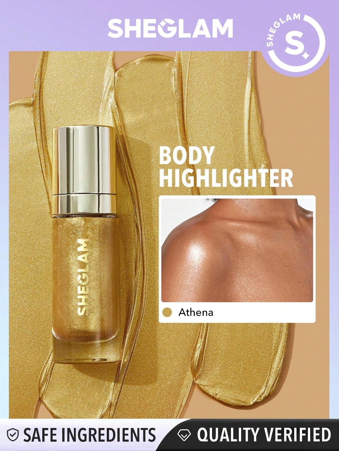 SHEGLAM Sunkissed Body Highlighter - Athena Liquid Highlighter Liquid Shimmer Long Wear Brightening Glow Body Highlighter