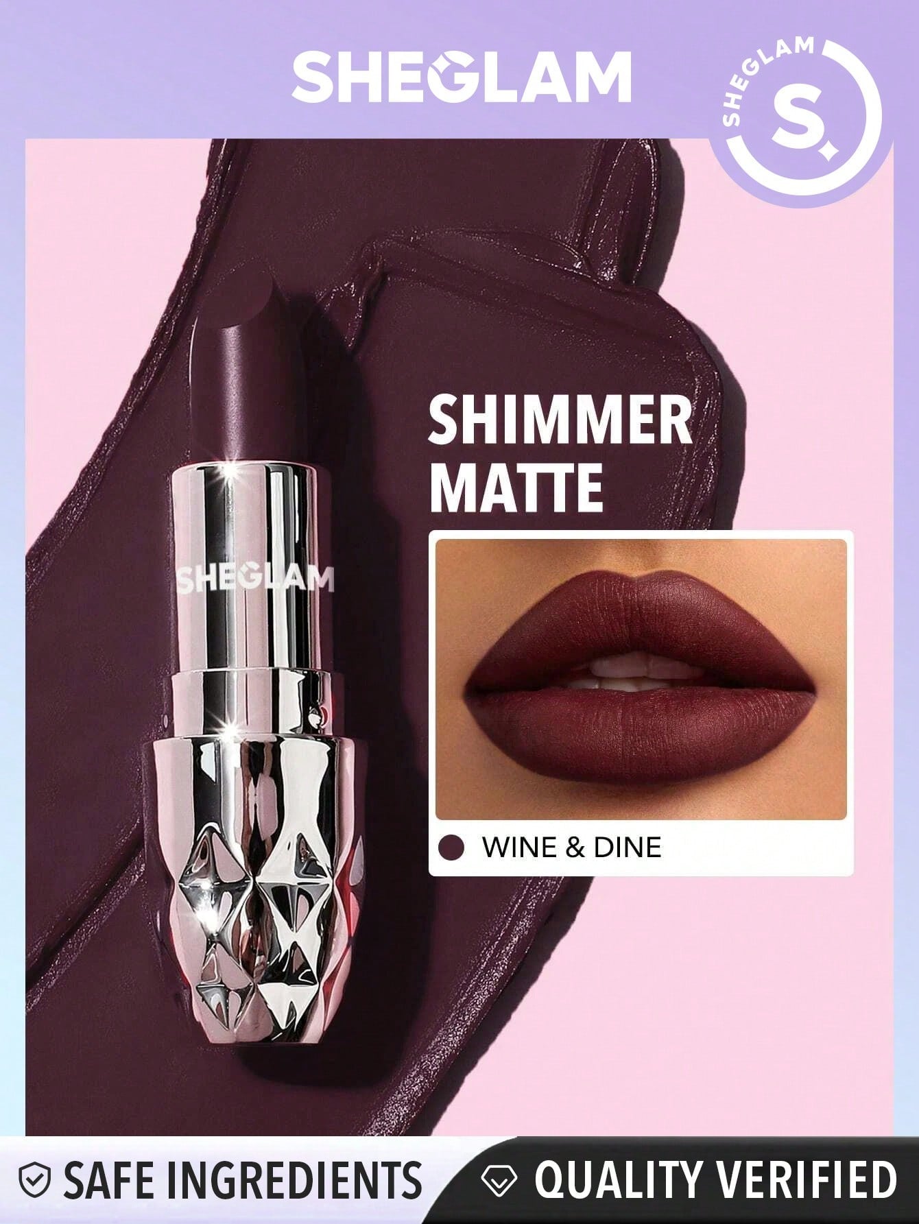 SHEGLAM Starlight Velvet Lipstick-Bold Berry 10 Colors Shimmer Matte Long Lasting Lipstick Nourishing Silky Smooth Lipstick