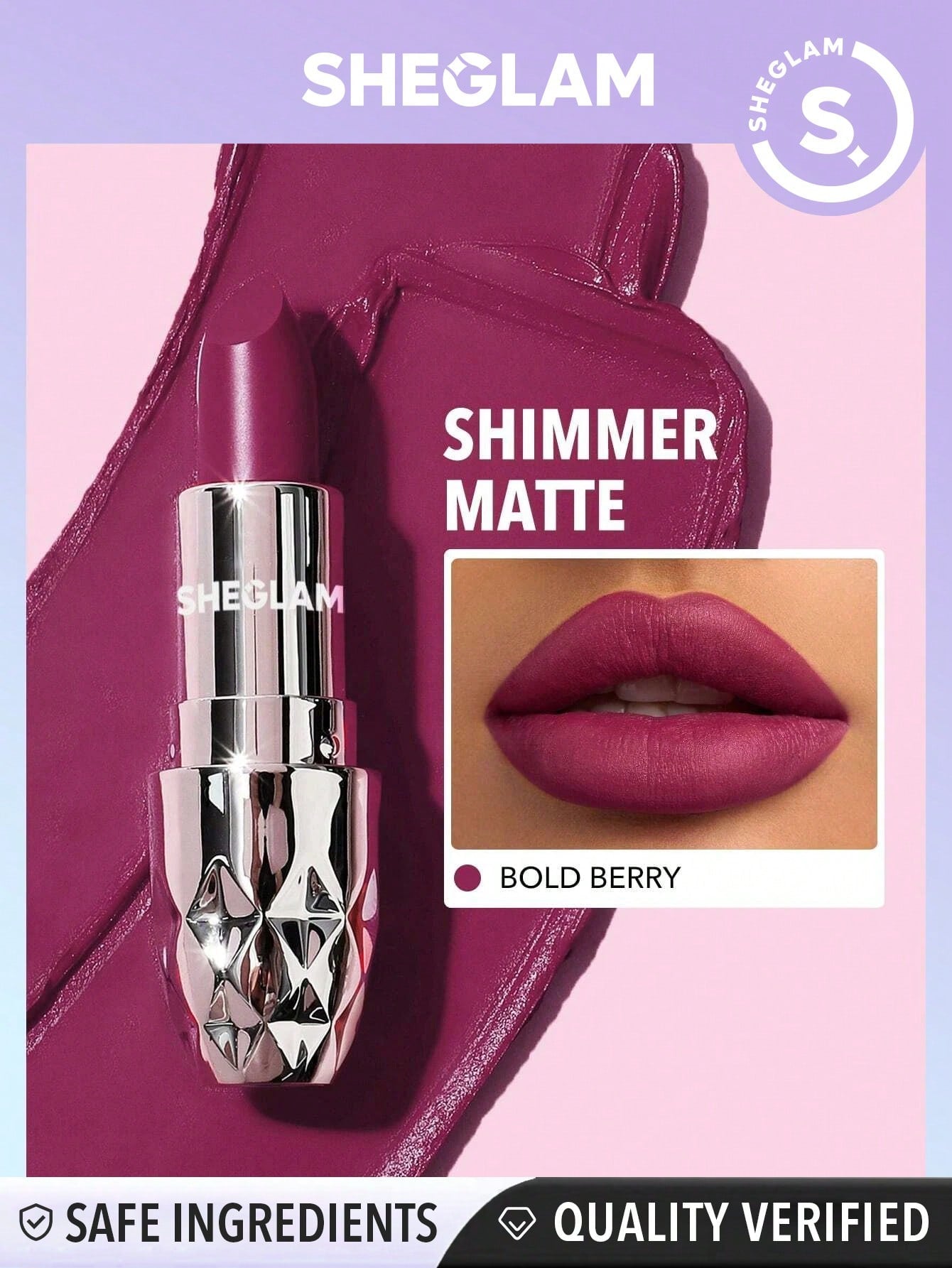 SHEGLAM Starlight Velvet Lipstick-Bold Berry 10 Colors Shimmer Matte Long Lasting Lipstick Nourishing Silky Smooth Lipstick