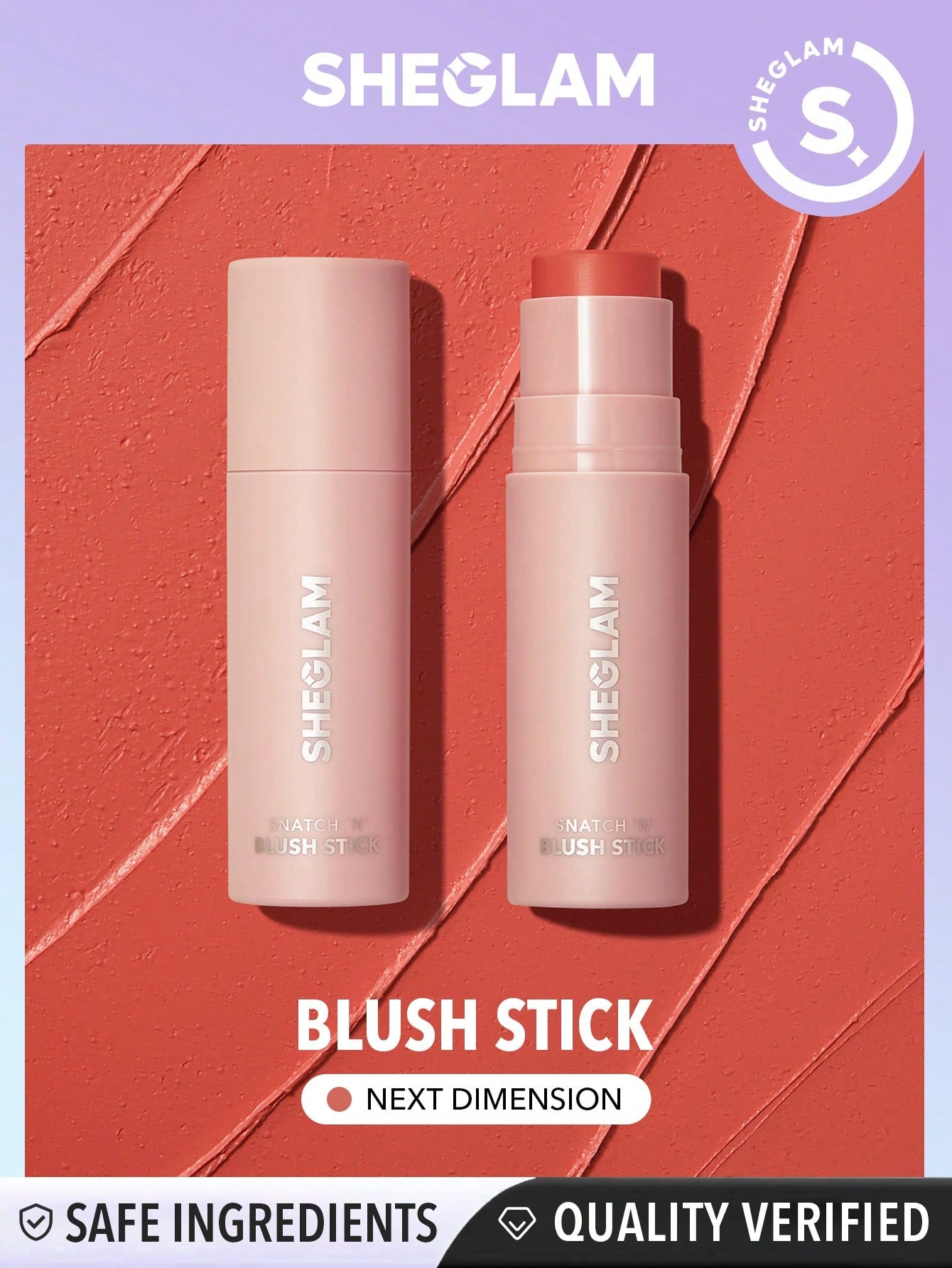 SHEGLAM Snatch 'n' Blush Stick-Wild Love Cream Blush Waterproof Long Lasting High Pigment Non-Fading Non-Greasy Glowing Lasting Women Beauty Makeup