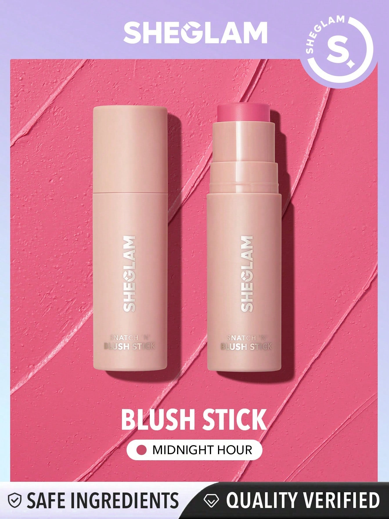 SHEGLAM Snatch 'n' Blush Stick-Wild Love Cream Blush Waterproof Long Lasting High Pigment Non-Fading Non-Greasy Glowing Lasting Women Beauty Makeup
