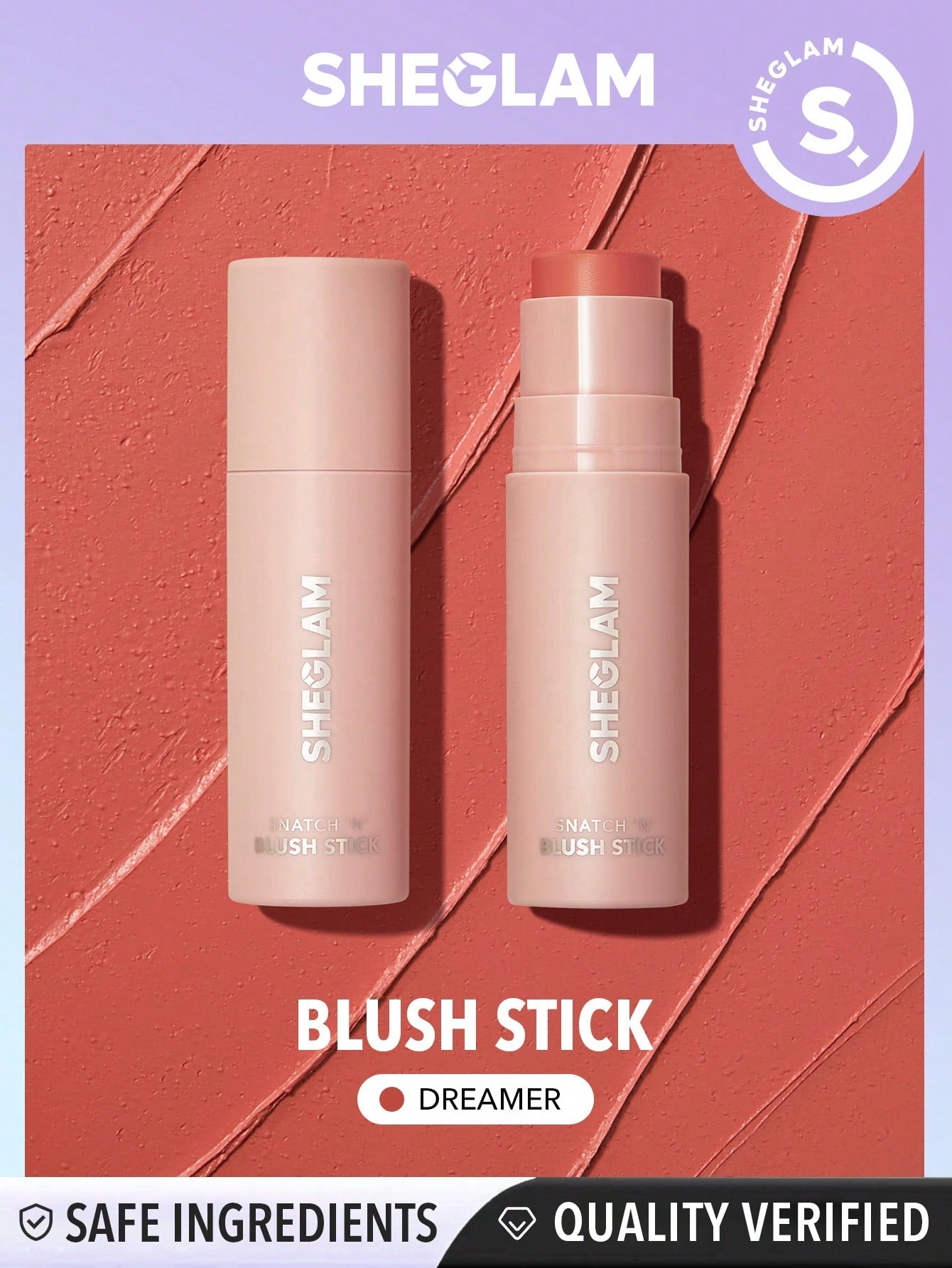 SHEGLAM Snatch 'n' Blush Stick-Wild Love Cream Blush Waterproof Long Lasting High Pigment Non-Fading Non-Greasy Glowing Lasting Women Beauty Makeup