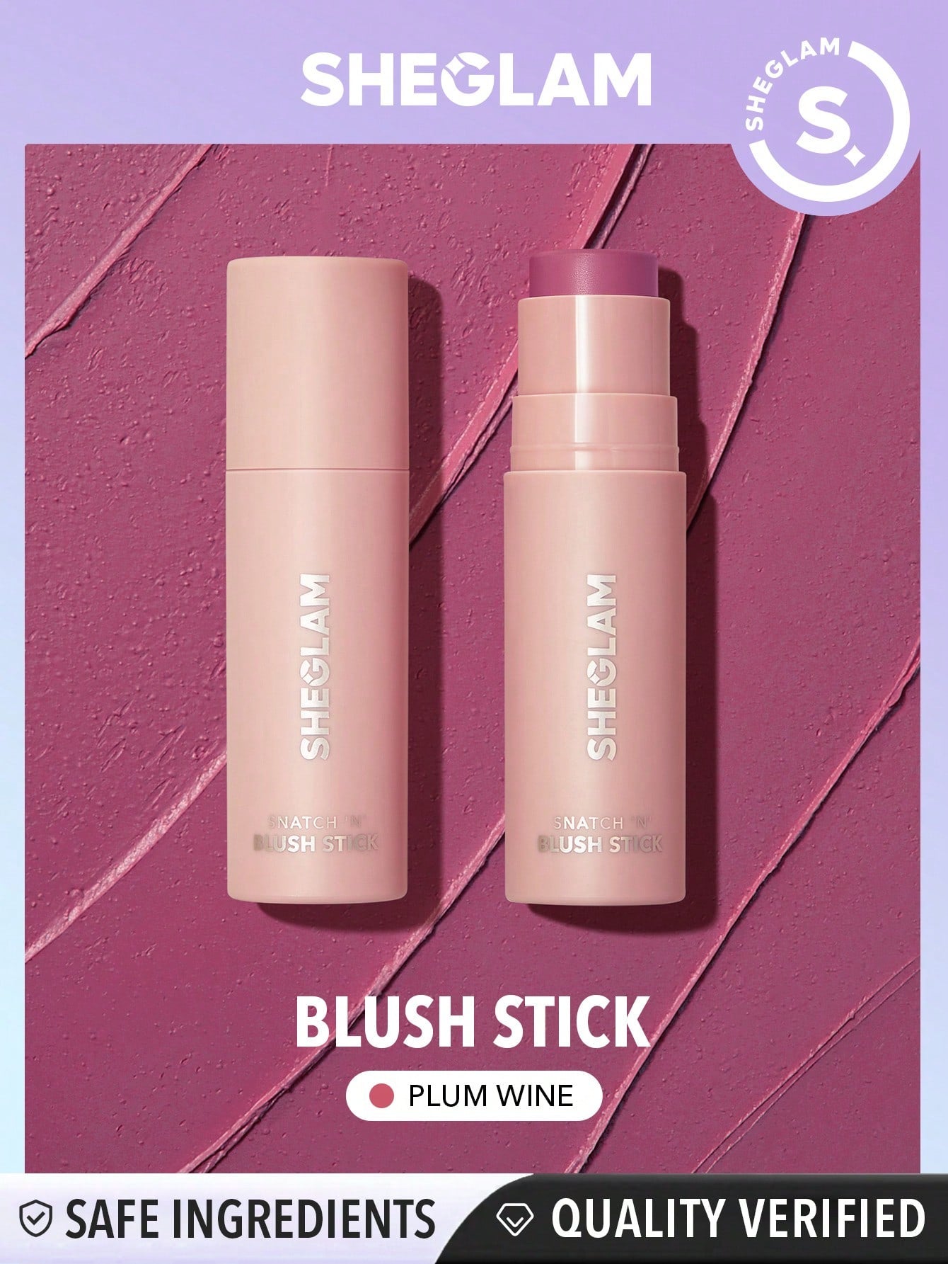 SHEGLAM Snatch 'n' Blush Stick-Wild Love Cream Blush Waterproof Long Lasting High Pigment Non-Fading Non-Greasy Glowing Lasting Women Beauty Makeup