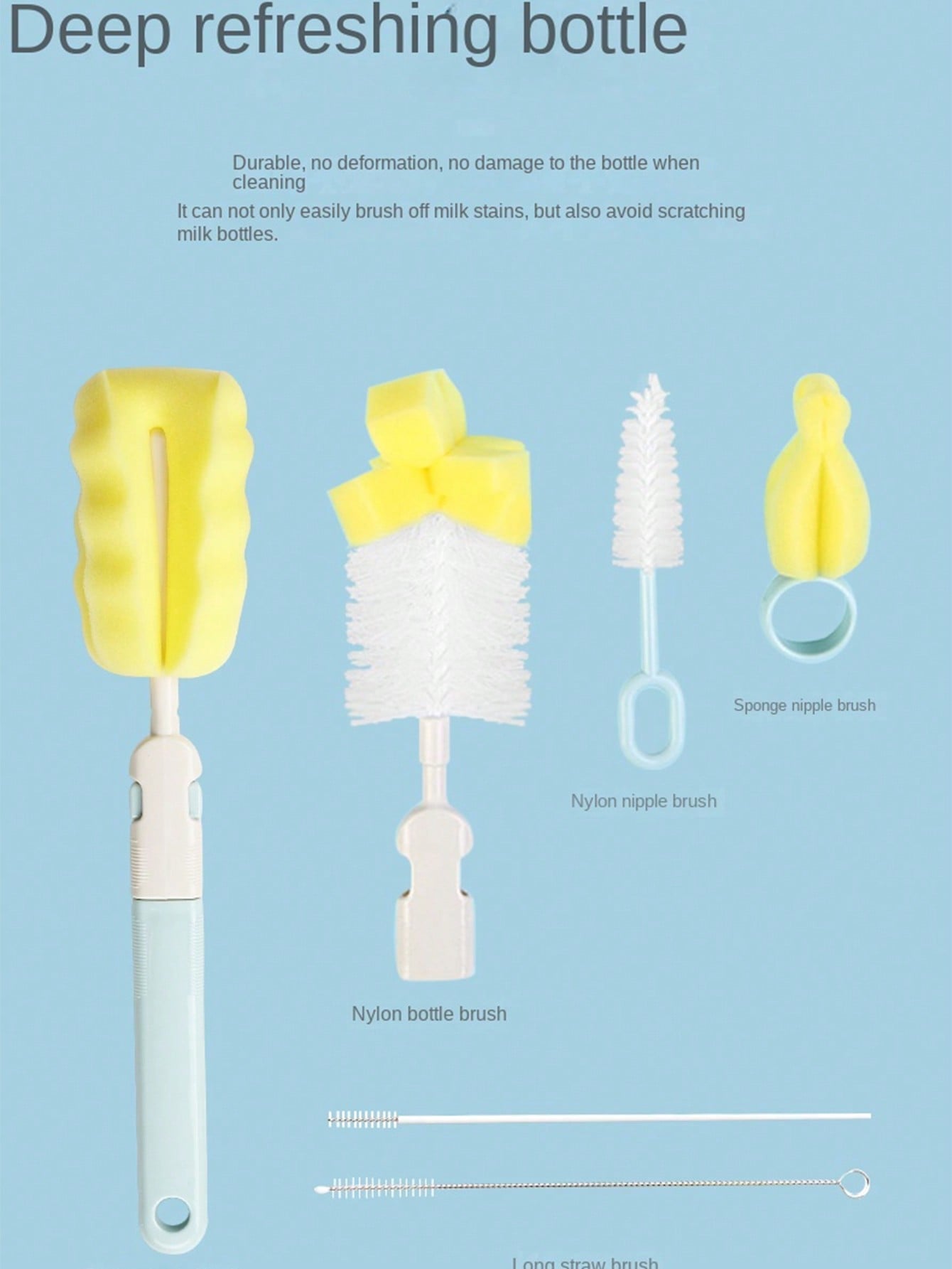 1set 6pcs Baby Bottle Cleaning Brush Set