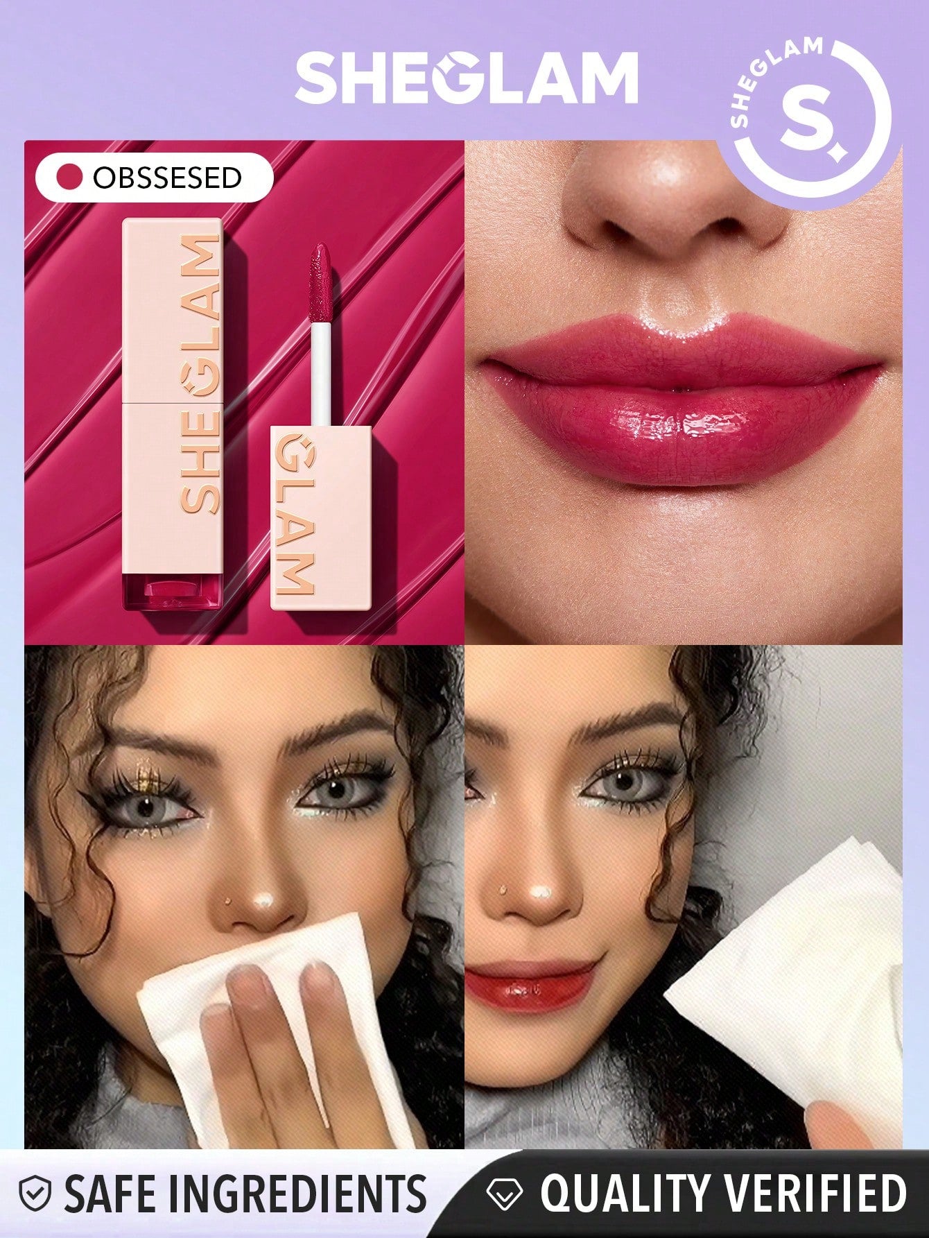 SHEGLAM Take A Hint Lip Tint-Love On Tap Color Changing Long Lasting Lip Gloss High Gloss Finish All Day Non-Sticky Moisturizing Lip Stain For Dry Lips
