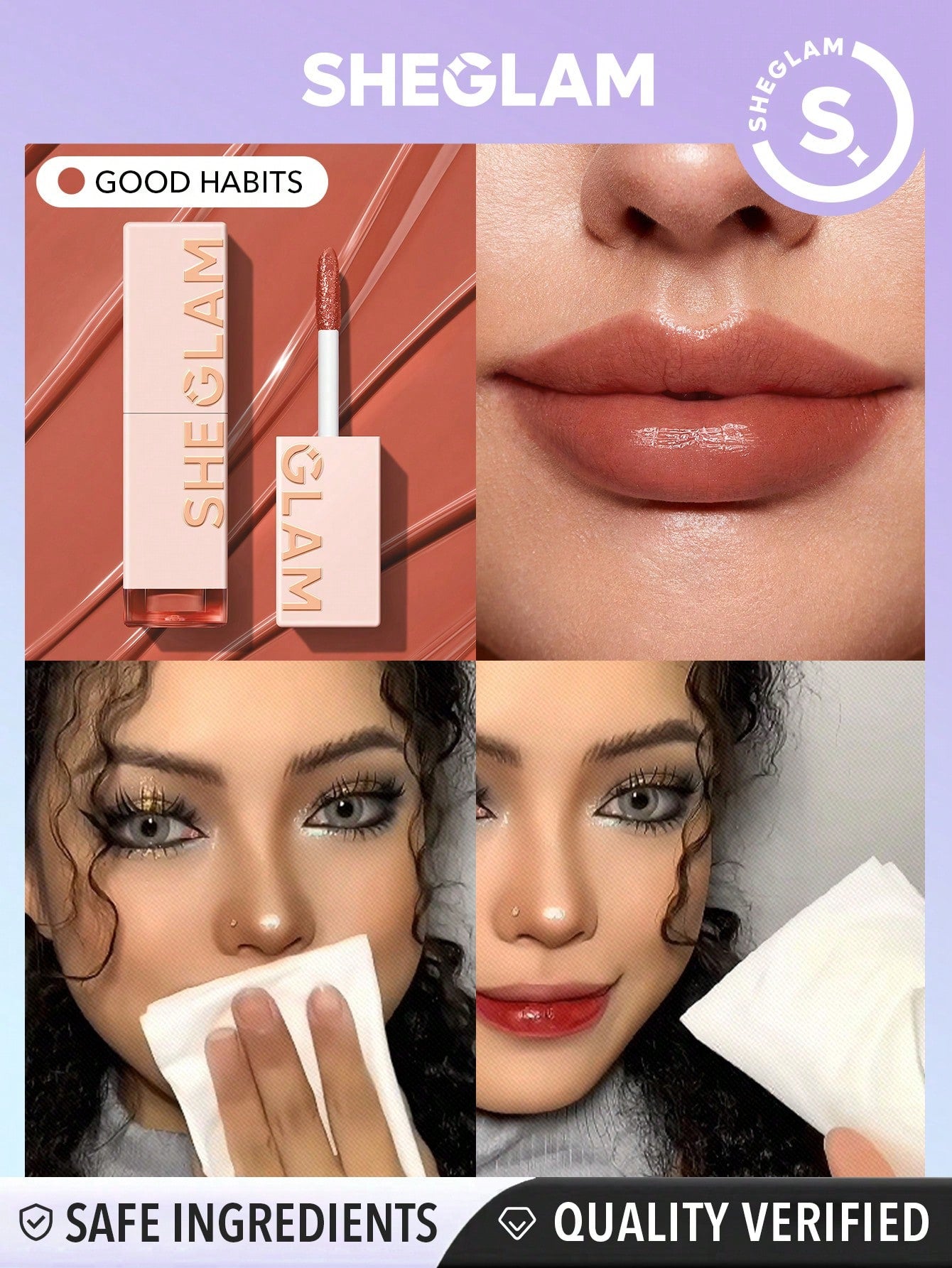 SHEGLAM Take A Hint Lip Tint-Love On Tap Color Changing Long Lasting Lip Gloss High Gloss Finish All Day Non-Sticky Moisturizing Lip Stain For Dry Lips