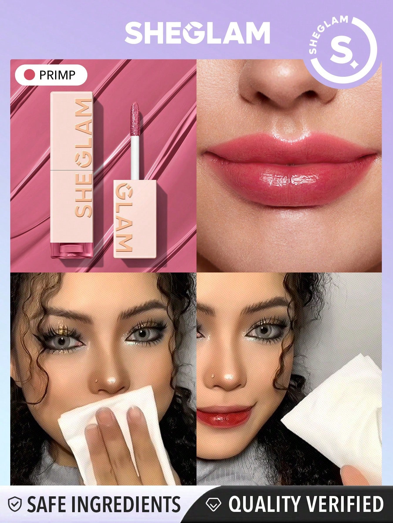 SHEGLAM Take A Hint Lip Tint-Love On Tap Color Changing Long Lasting Lip Gloss High Gloss Finish All Day Non-Sticky Moisturizing Lip Stain For Dry Lips