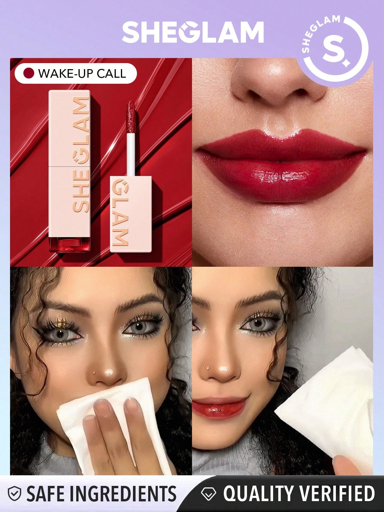 SHEGLAM Take A Hint Lip Tint-Love On Tap Color Changing Long Lasting Lip Gloss High Gloss Finish All Day Non-Sticky Moisturizing Lip Stain For Dry Lips