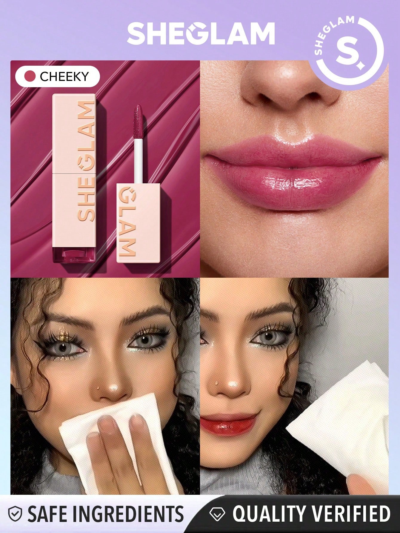 SHEGLAM Take A Hint Lip Tint-Love On Tap Color Changing Long Lasting Lip Gloss High Gloss Finish All Day Non-Sticky Moisturizing Lip Stain For Dry Lips
