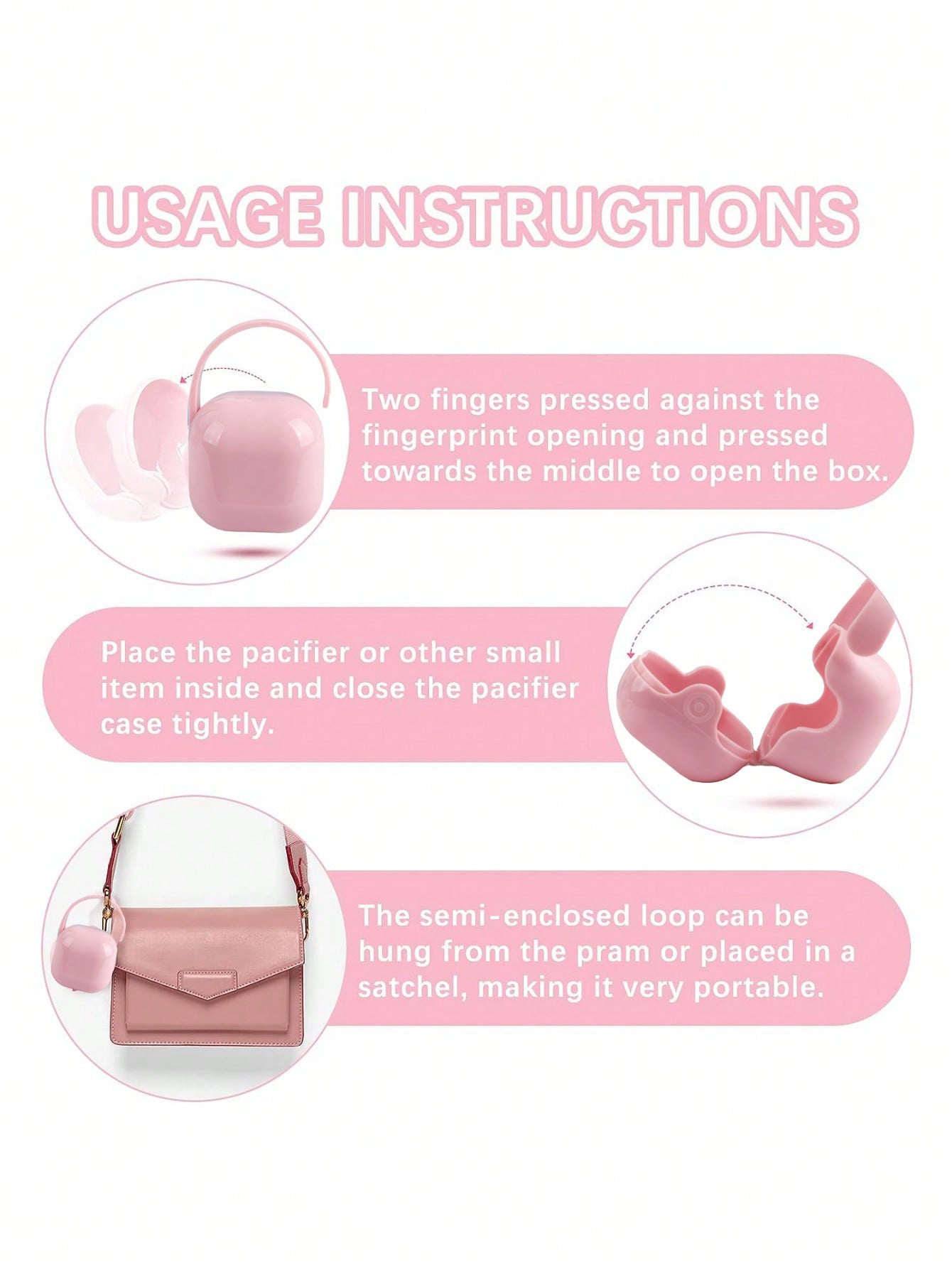 2 PC Baby Pacifier Case, Pacifier Storage Container with Hook Design, High Seal Pacifier Case Travel Accessory