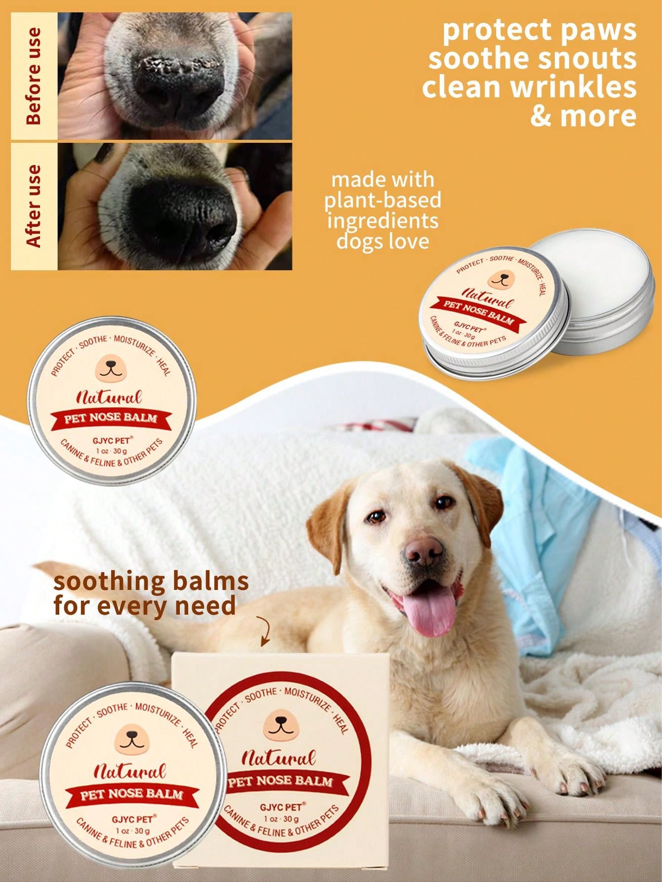Pet Nose Moisturizing Balm 1 Oz: Prevents Dry Noses In Dogs And Cats (including French Bulldogs), Repairs Dryness And Cracks, Deeply Moisturizes, Can Be Licked Safely