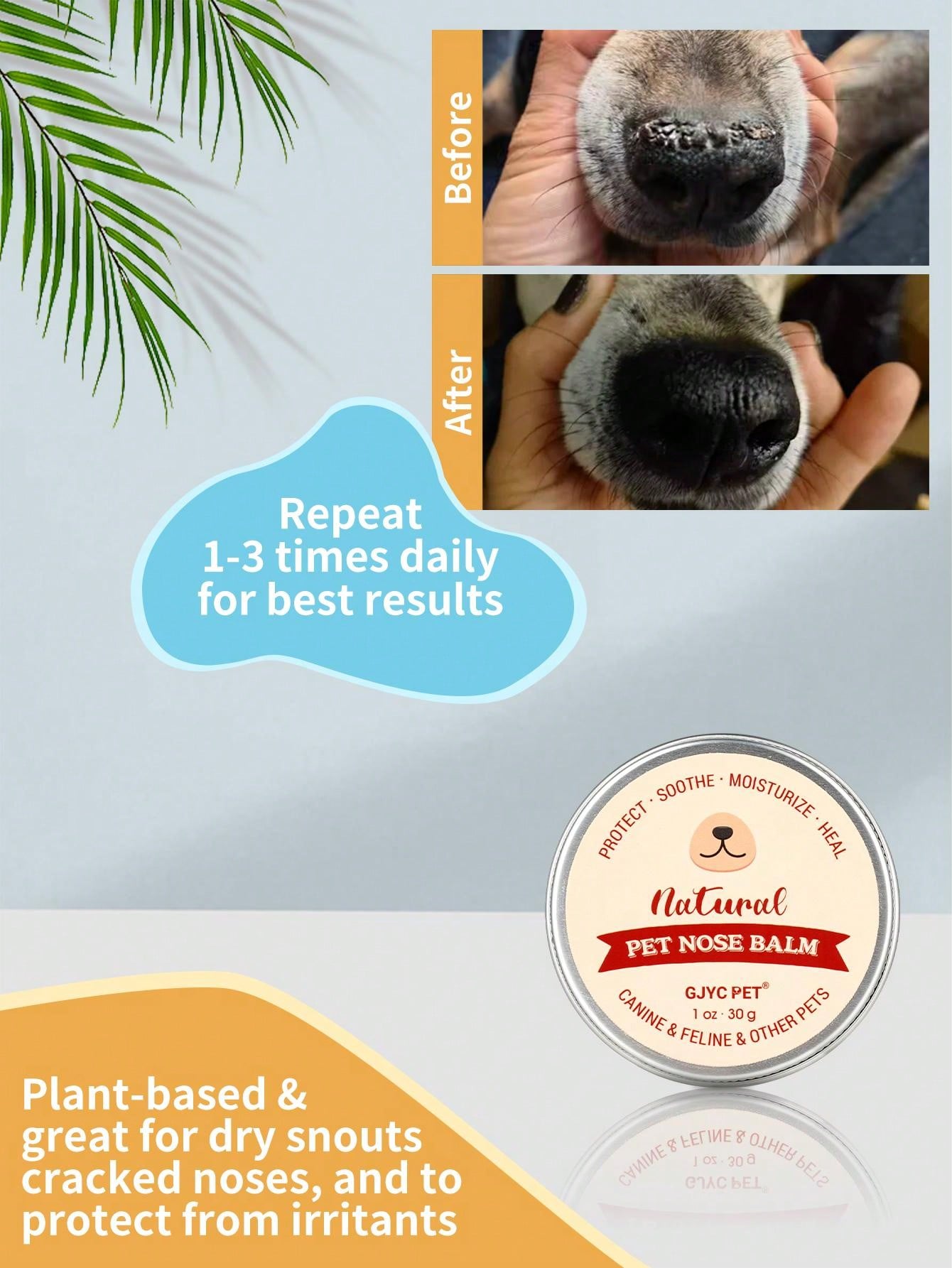 Pet Nose Moisturizing Balm 1 Oz: Prevents Dry Noses In Dogs And Cats (including French Bulldogs), Repairs Dryness And Cracks, Deeply Moisturizes, Can Be Licked Safely