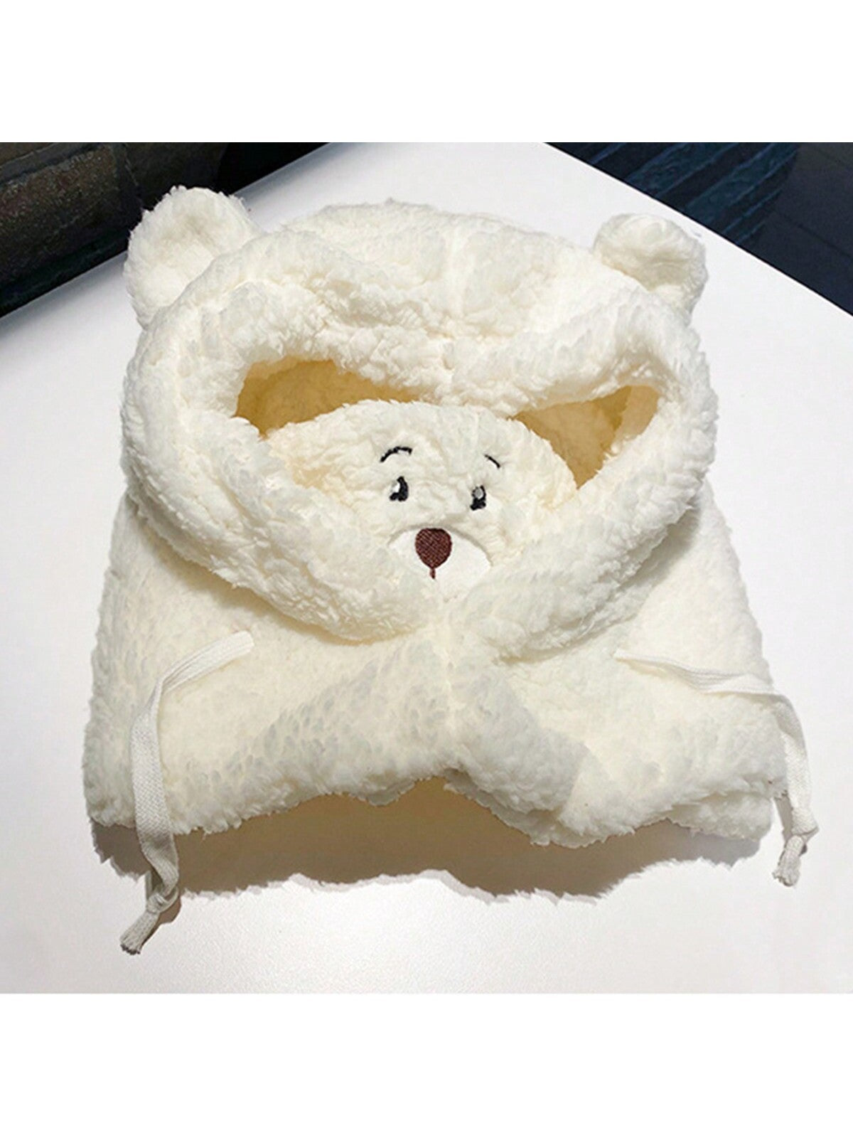 1pc Unisex Cartoon Bear Shaped Hat With Scarf And Mask Design, Thickened, Warm, Suitable For Daily Wear In Autumn And Winter twins