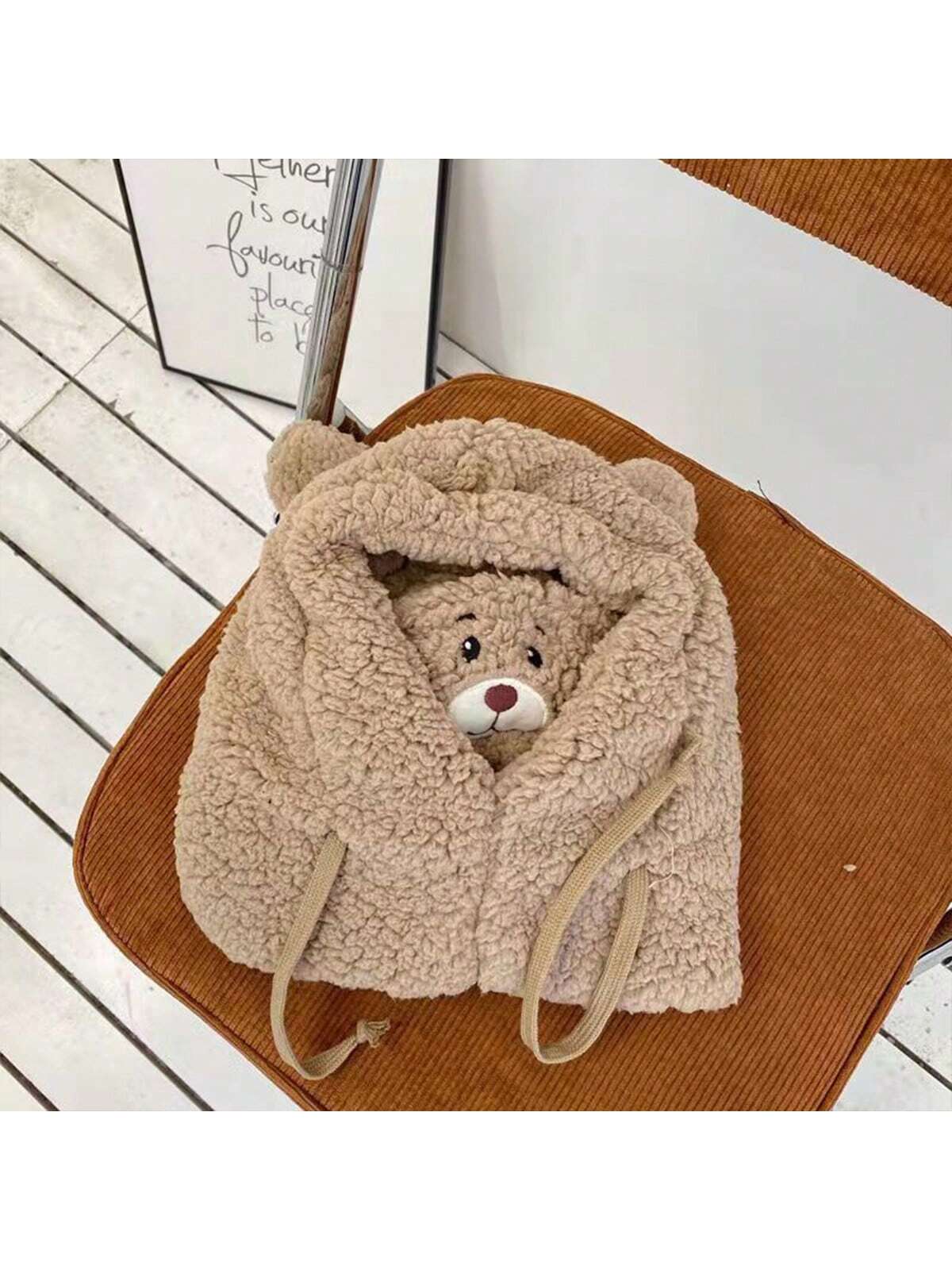 1pc Unisex Cartoon Bear Shaped Hat With Scarf And Mask Design, Thickened, Warm, Suitable For Daily Wear In Autumn And Winter twins