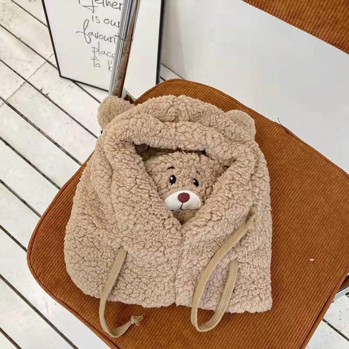 1pc Unisex Cartoon Bear Shaped Hat With Scarf And Mask Design, Thickened, Warm, Suitable For Daily Wear In Autumn And Winter twins