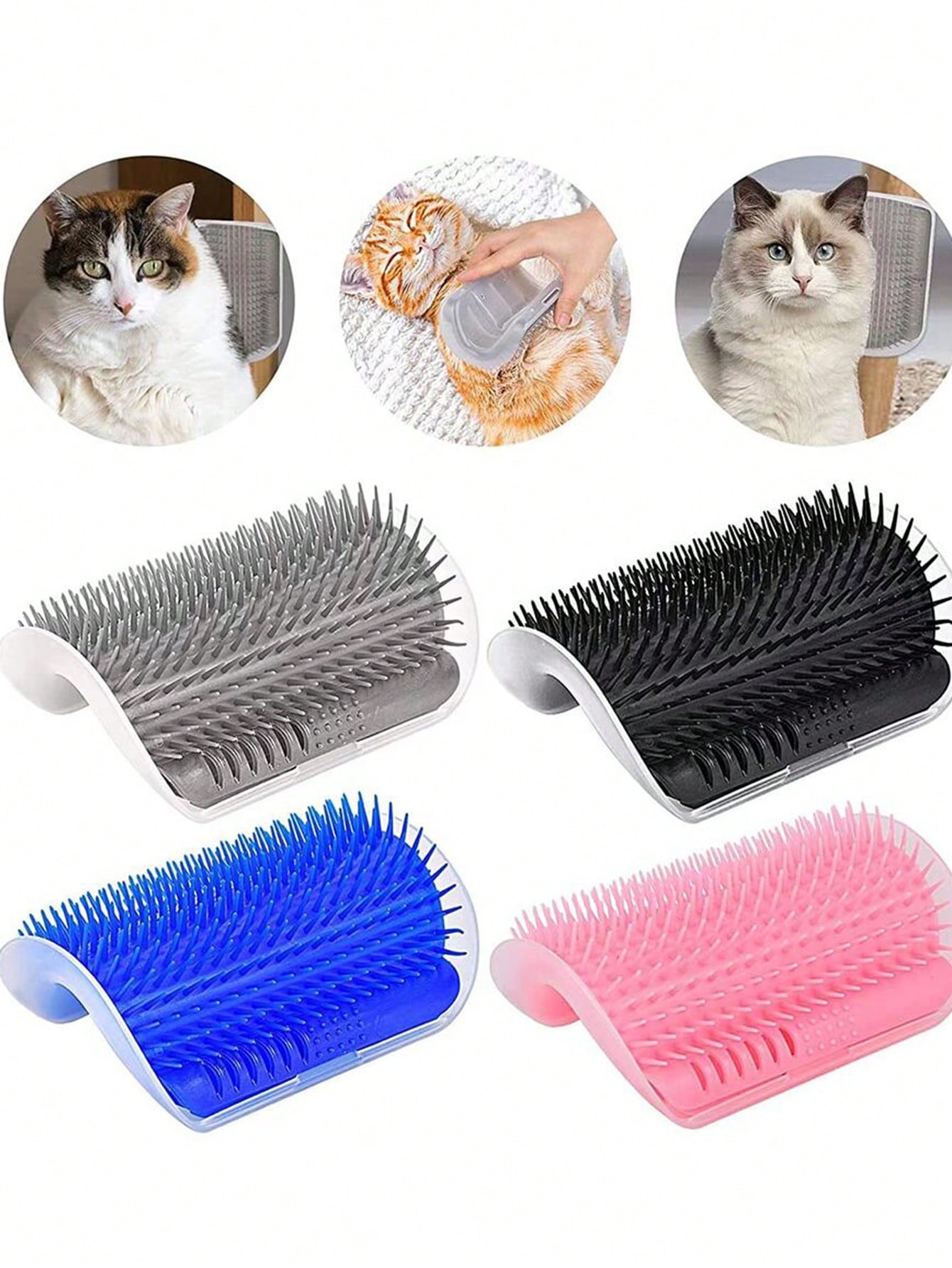 1pc Random Color Pet Cat Self-groomer Toy With Scratching Pad & Catnip Dispenser, Wall-mounted