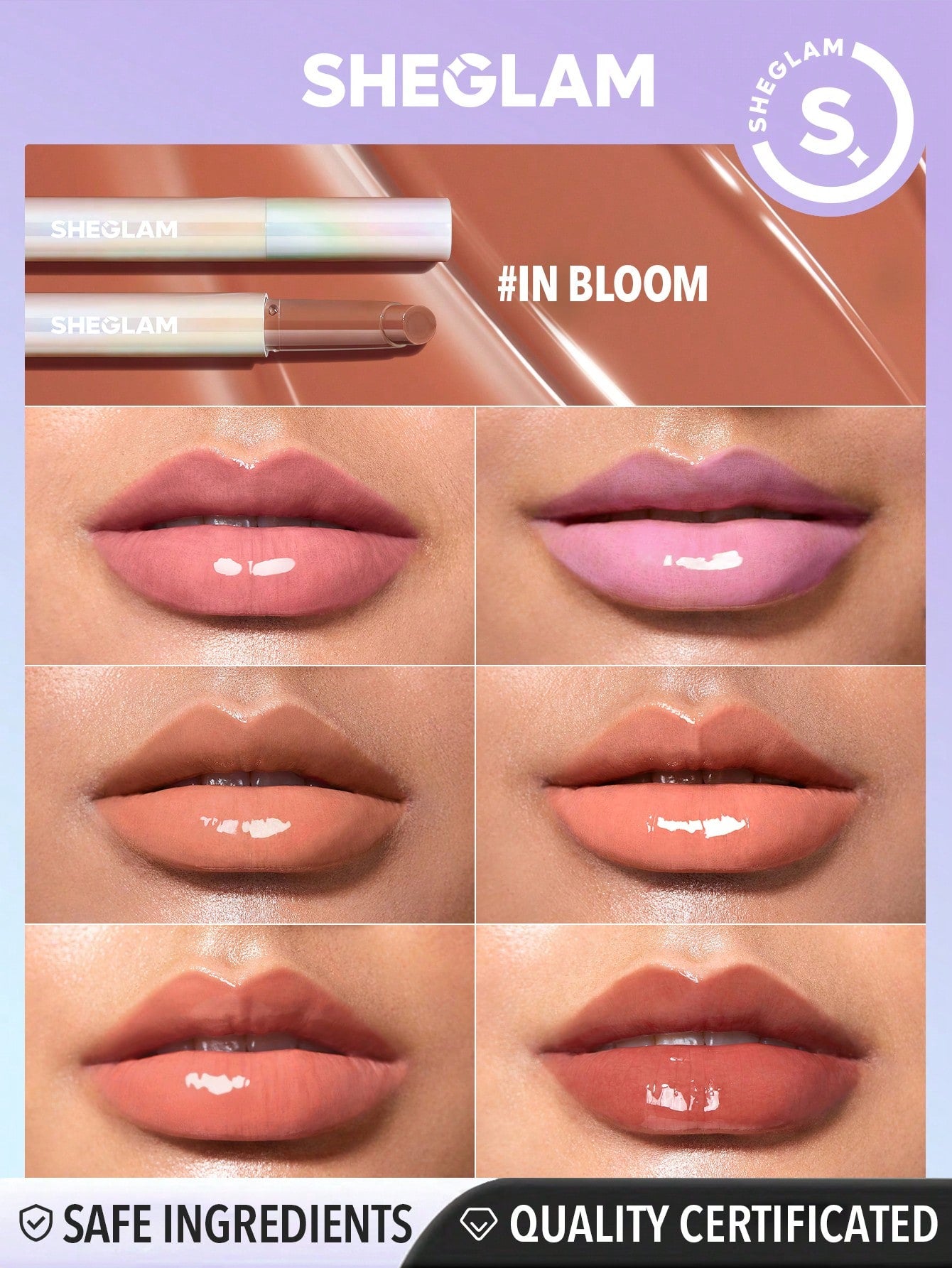 SHEGLAM Pout-Perfect Shine Lip Plumper-Sepia Kiss Moisturizing Plumping Solid Lip Gloss Non-Stick Nourishing Lip Plumping Serum Coconut Oil Lipstick Lip Cosmetics